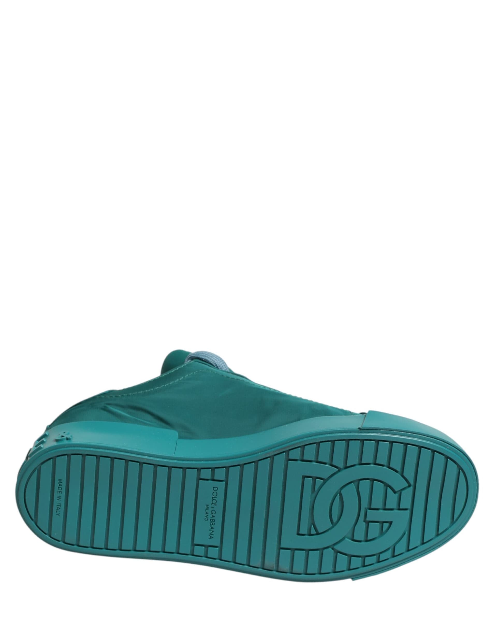 Dolce & Gabbana Teal Portofino Men Low Top Sneakers Shoes - 8