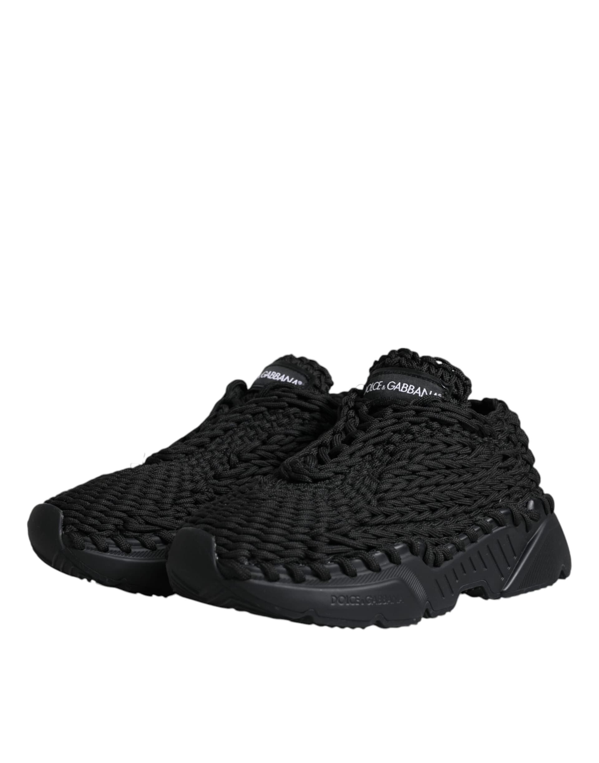Dolce & Gabbana Black Knitted Daymaster Sneakers Shoes - 3