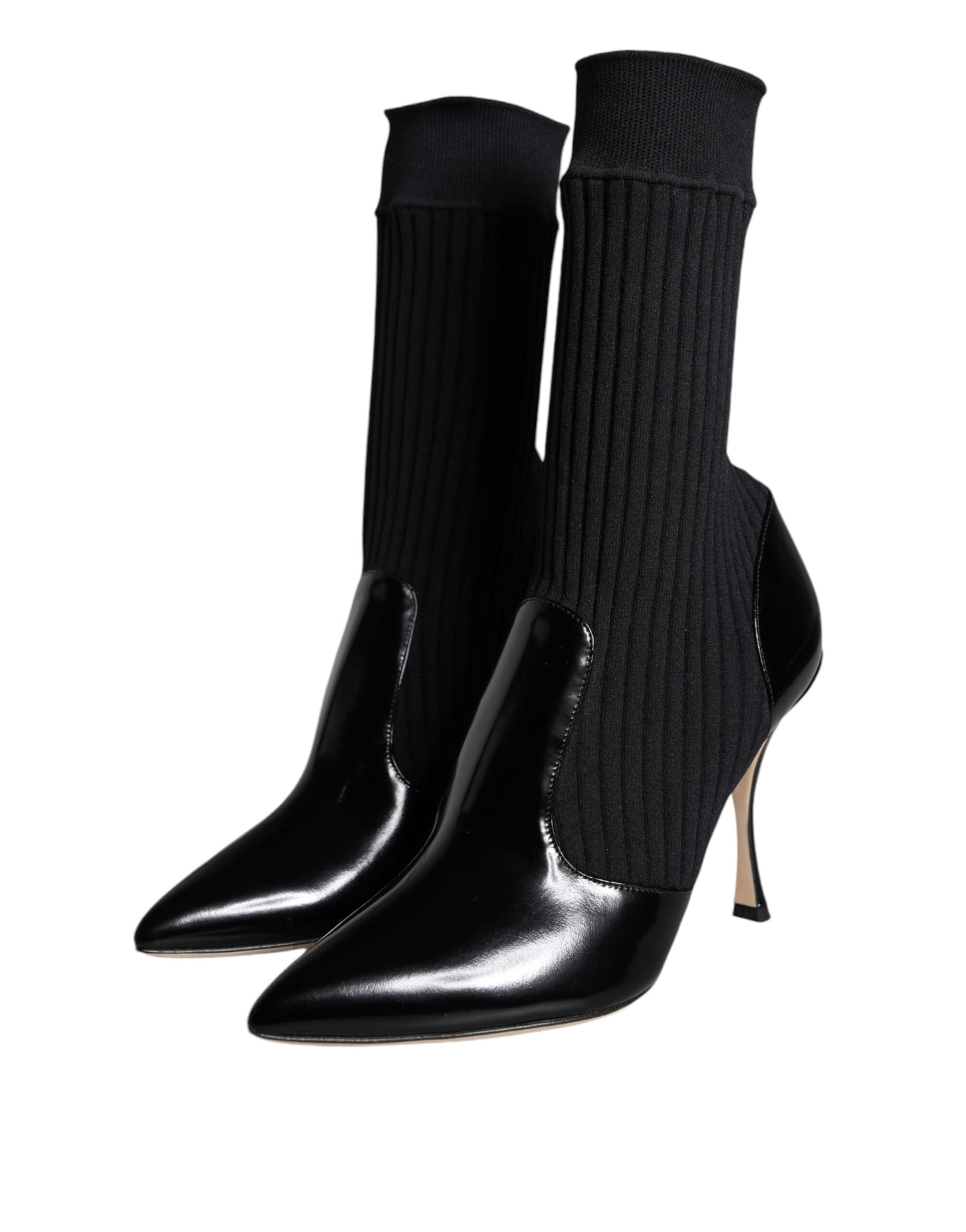 Dolce & Gabbana Black Stretch Stilettos Booties Socks Shoes - 2