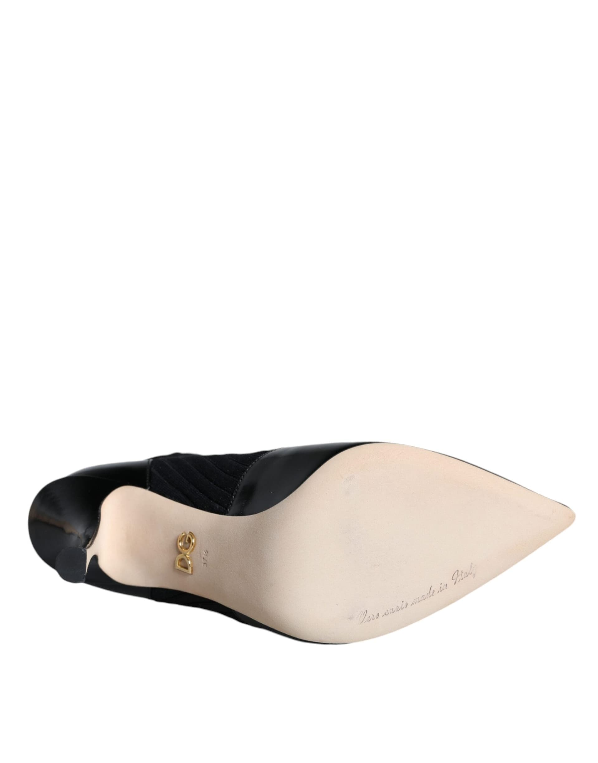 Dolce & Gabbana Black Stretch Stilettos Booties Socks Shoes - 6