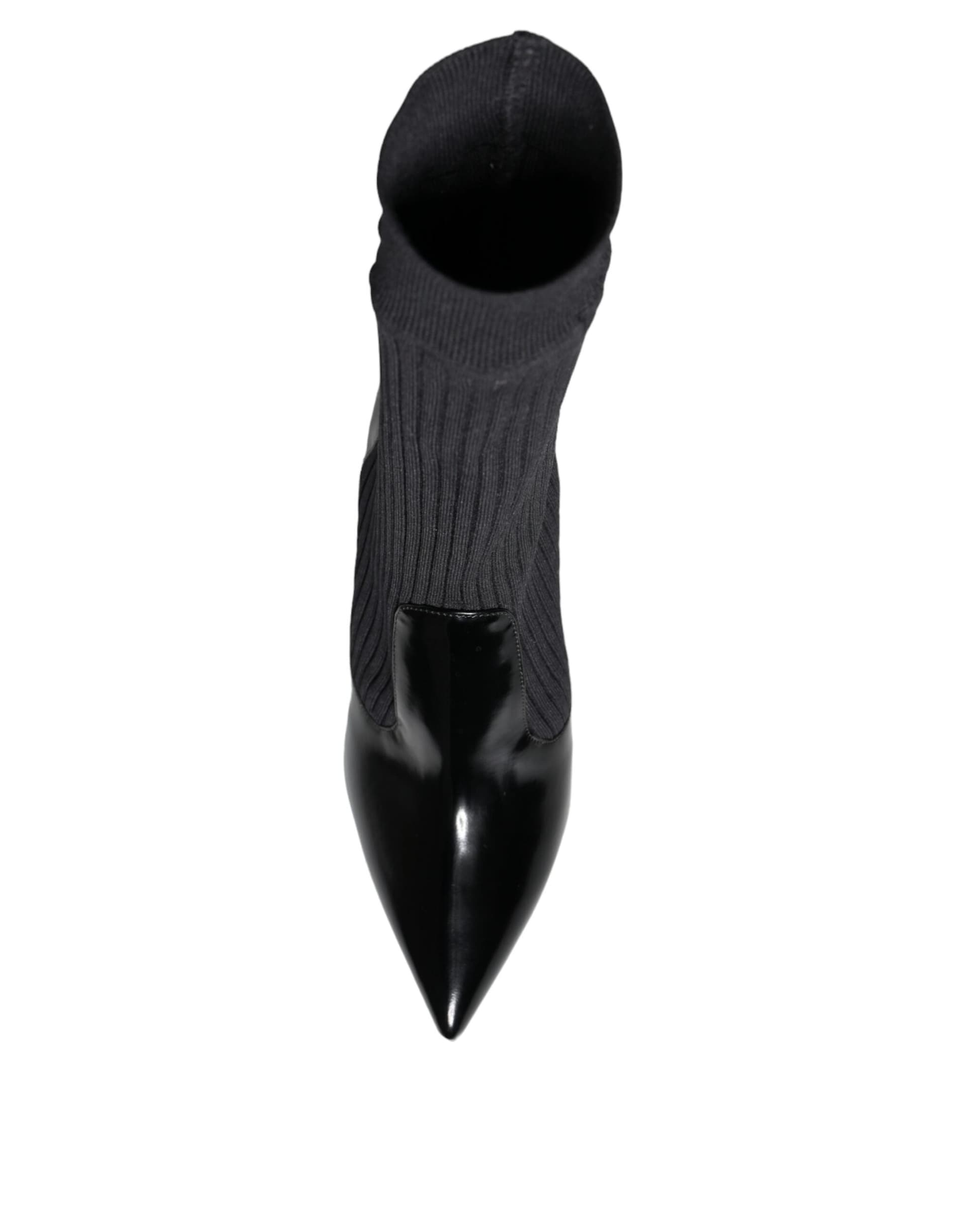 Dolce & Gabbana Black Stretch Stilettos Booties Socks Shoes - 8