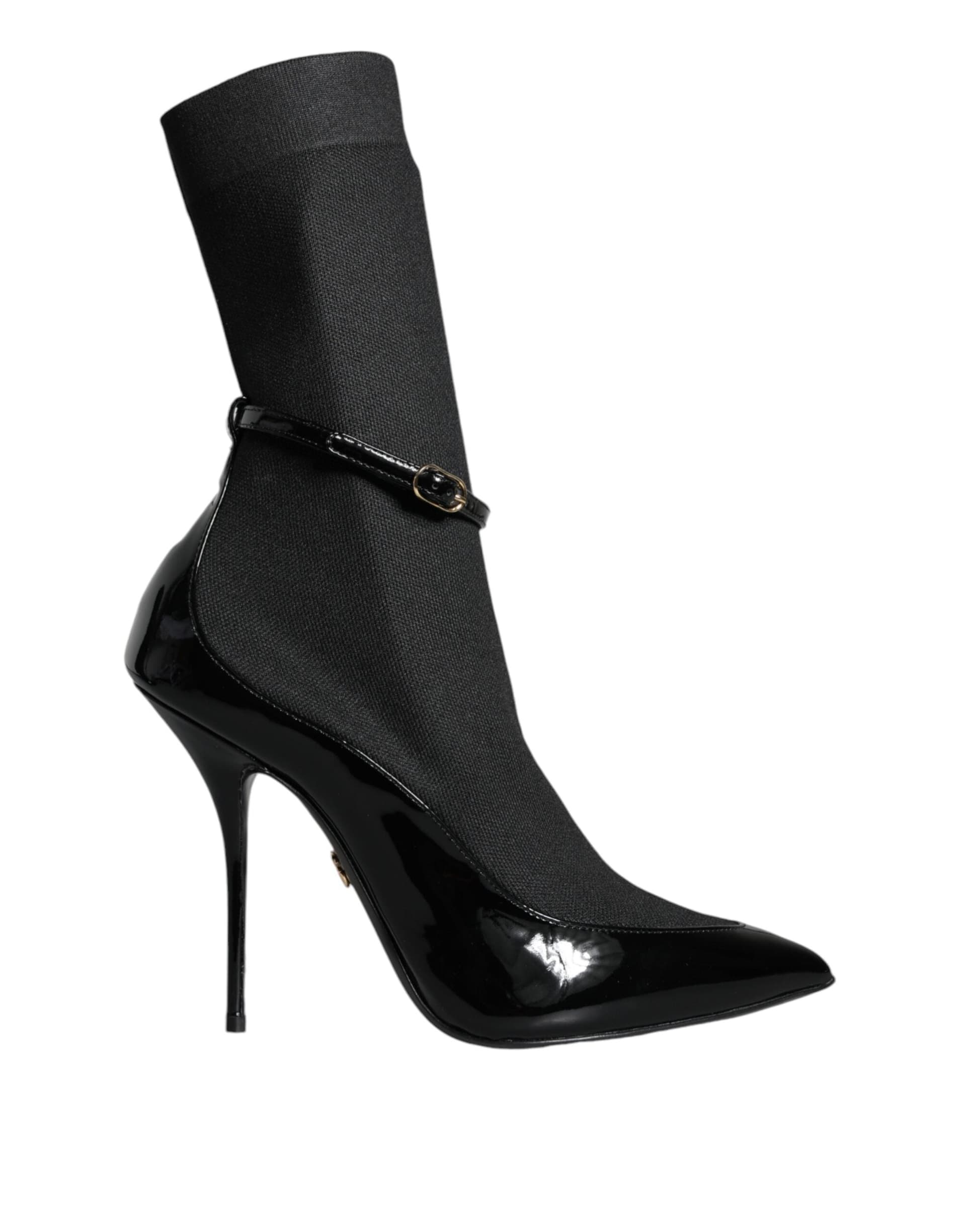 Dolce & Gabbana Black Leather Stilettos Booties Socks Shoes - 4