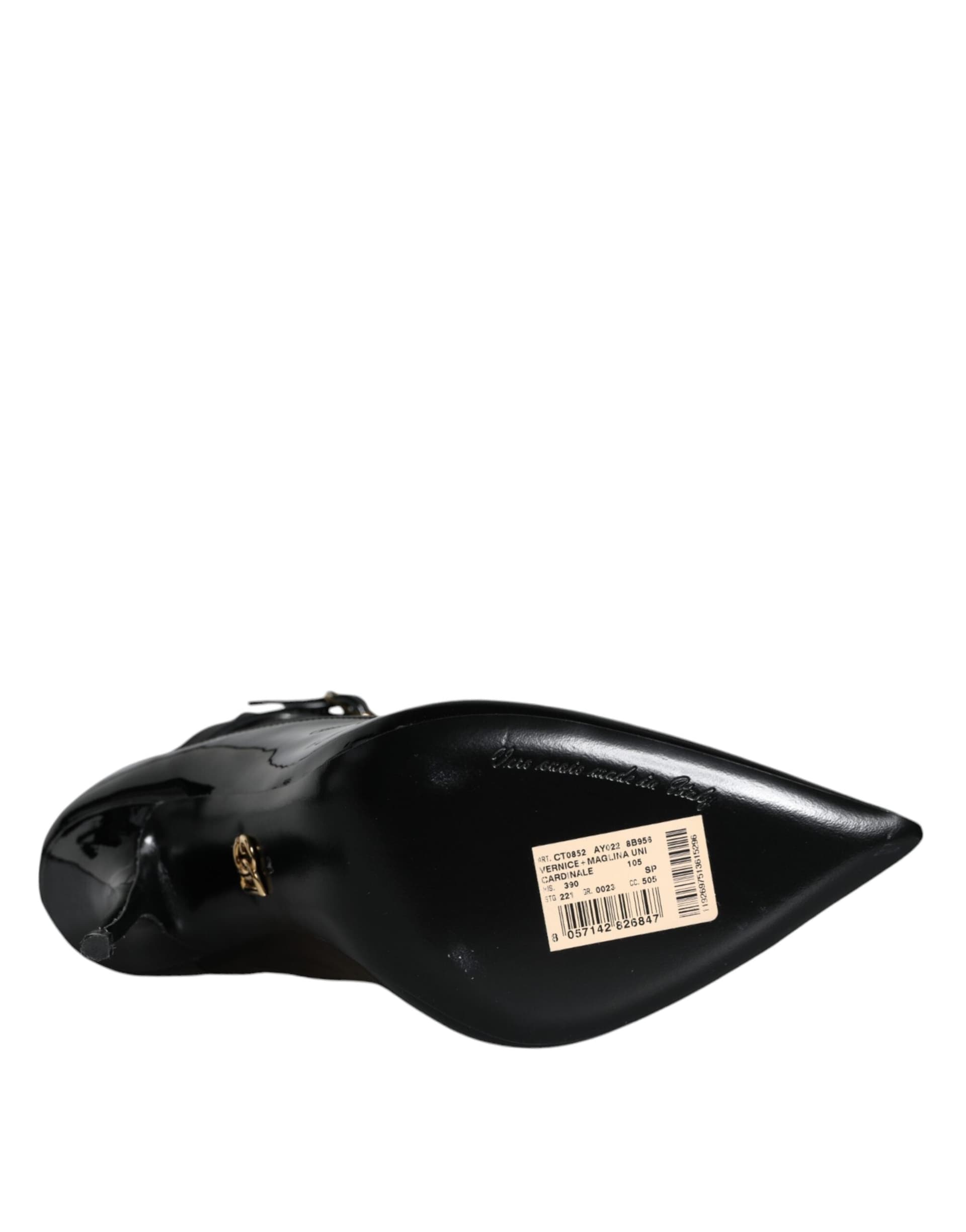 Dolce & Gabbana Black Leather Stilettos Booties Socks Shoes - 6
