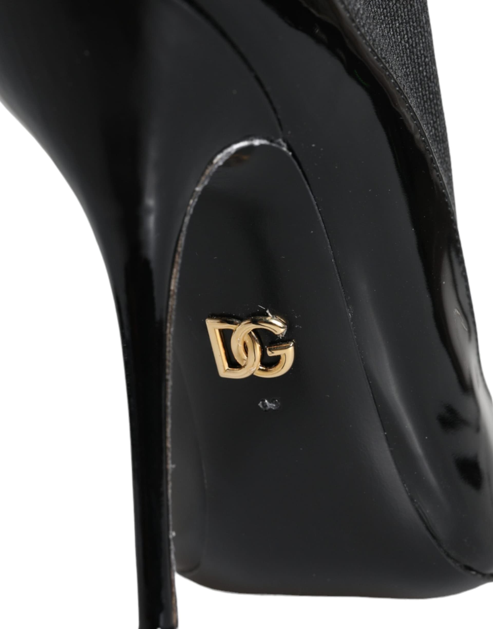 Dolce & Gabbana Black Leather Stilettos Booties Socks Shoes - 7
