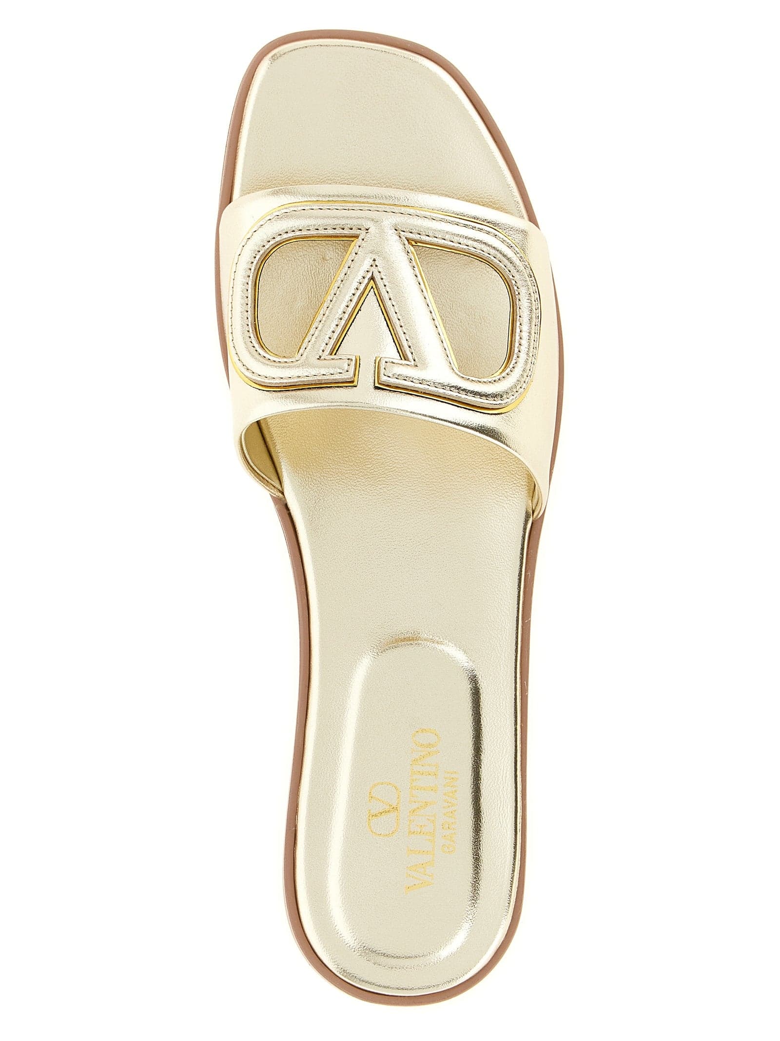 Valentino Garavani Gold Calfskin Slides - 4