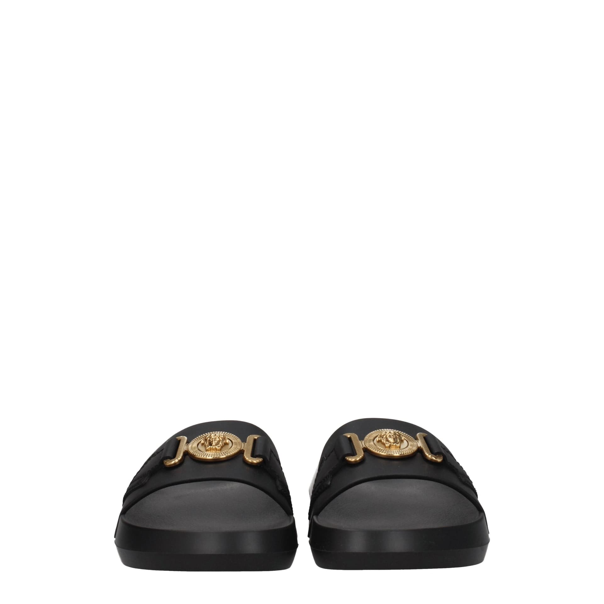 Versace Black Leather Slippers - 3