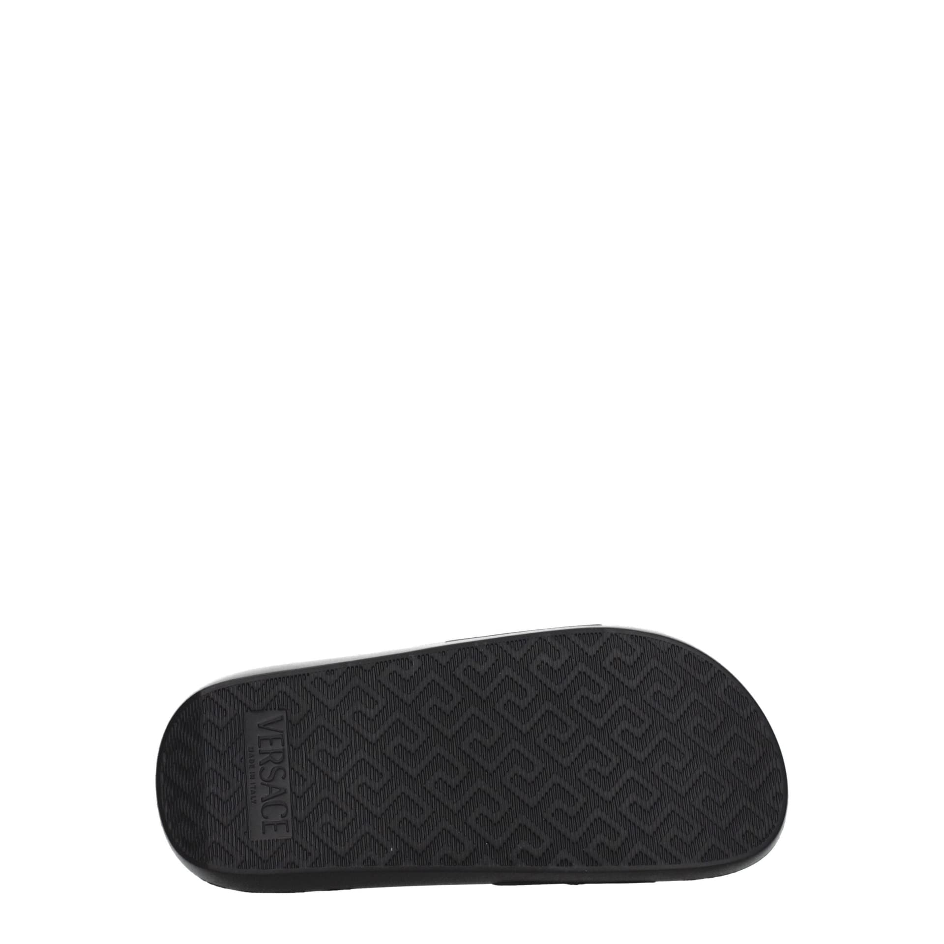 Versace Black Leather Slippers - 5