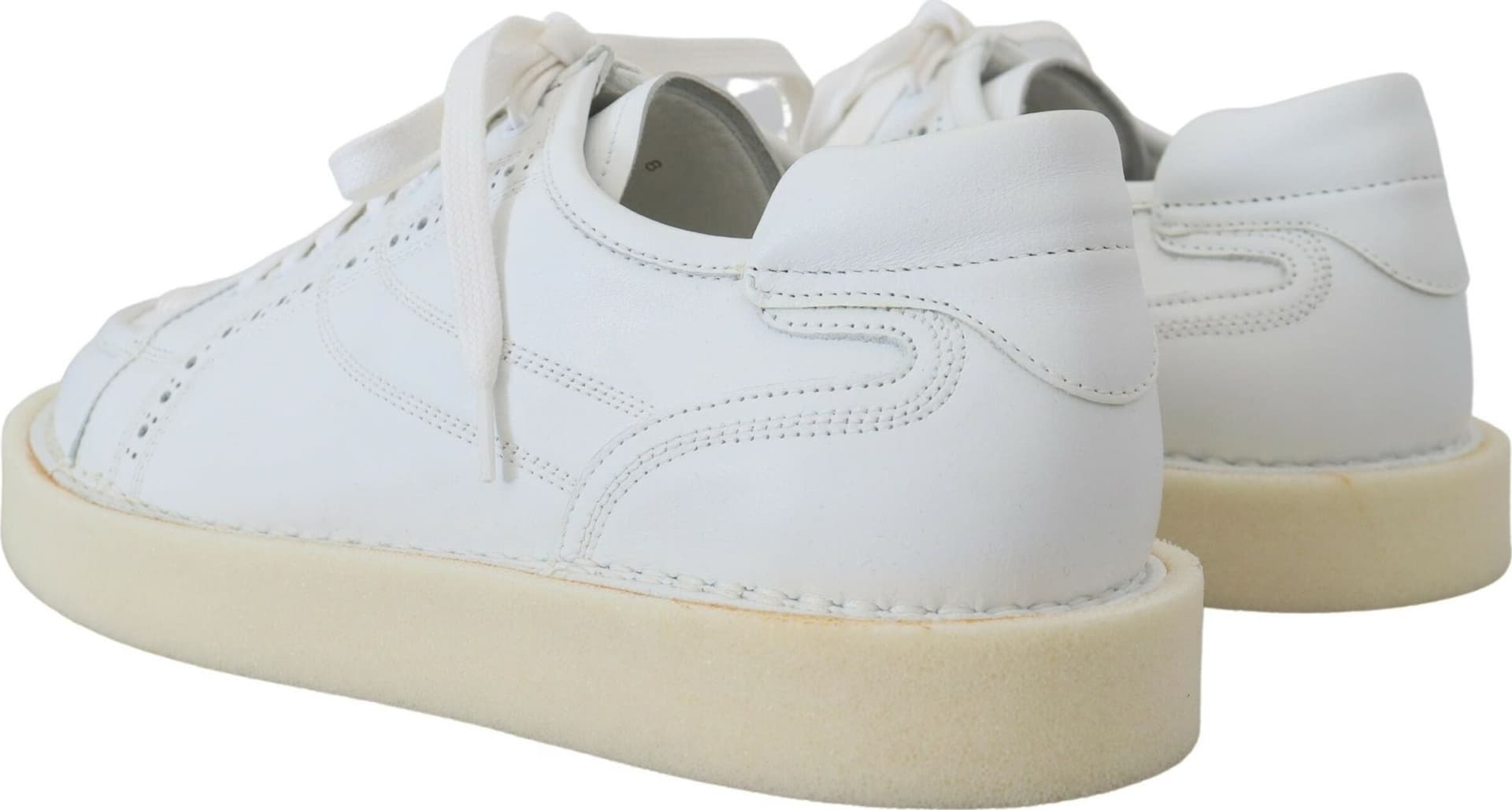 Dolce & Gabbana White Leather Low Top Oxford Sneakers Casual Shoes - 2