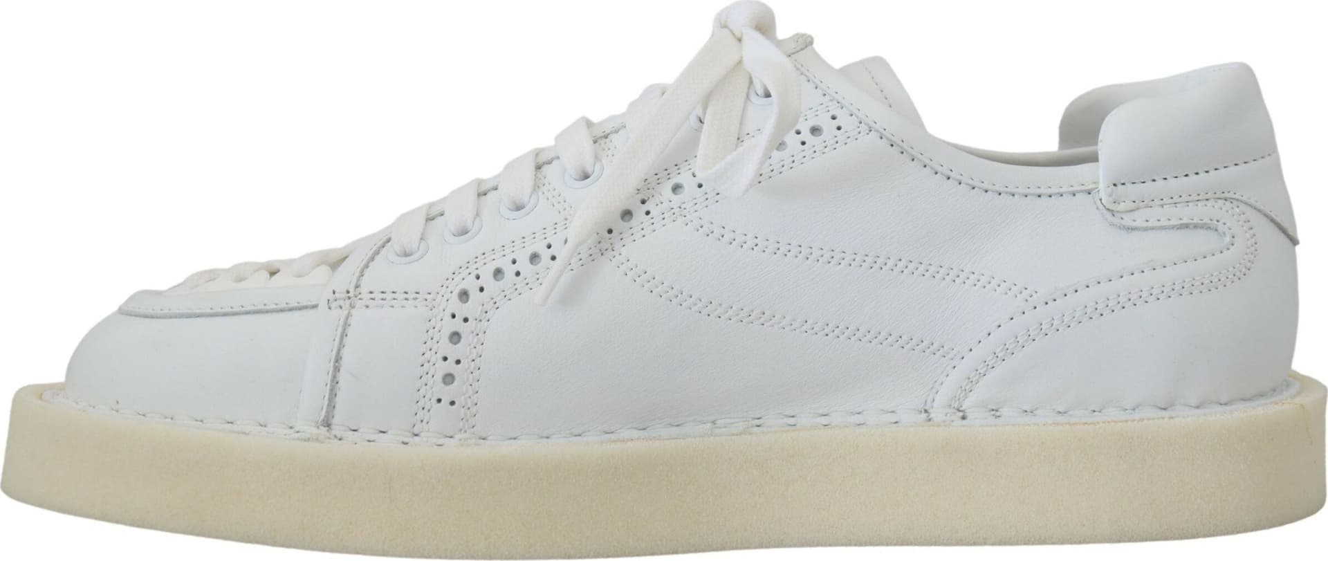 Dolce & Gabbana White Leather Low Top Oxford Sneakers Casual Shoes - 3