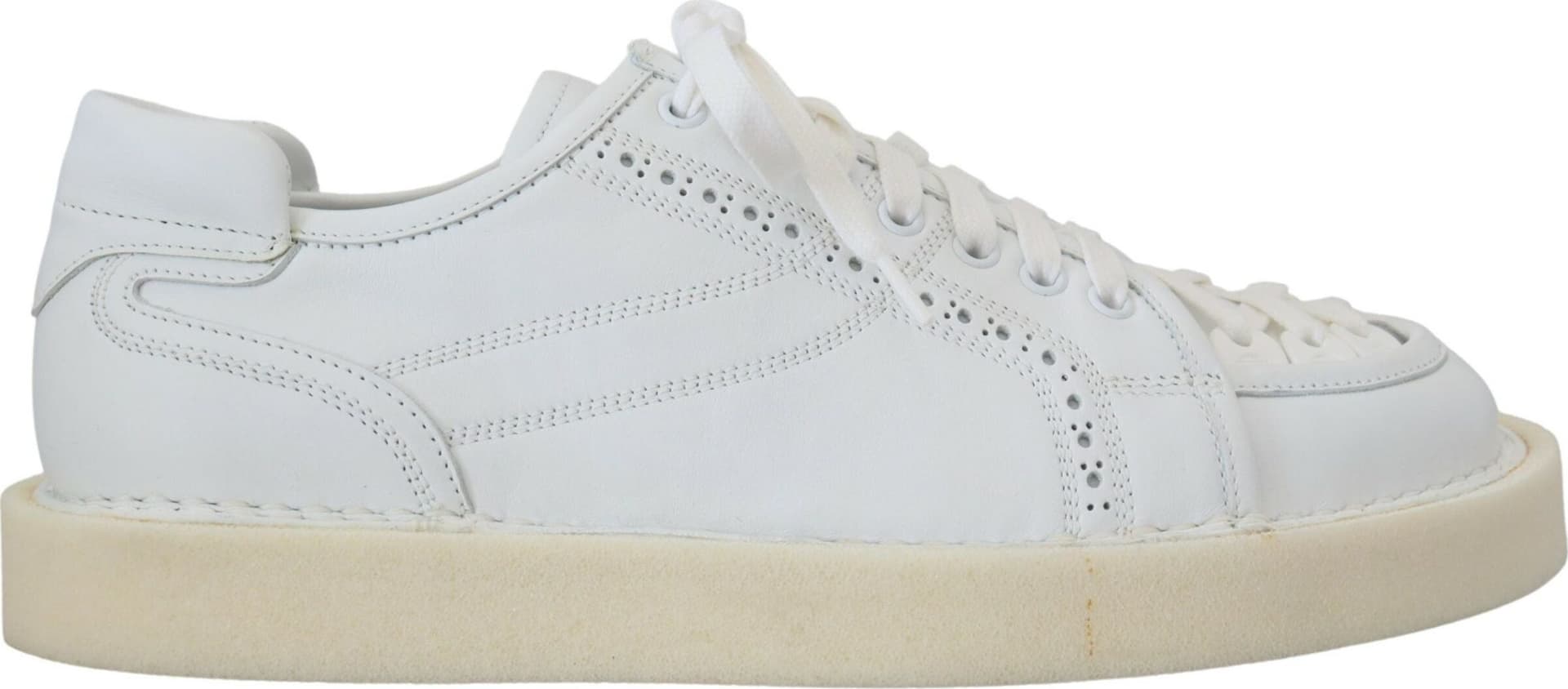 Dolce & Gabbana White Leather Low Top Oxford Sneakers Casual Shoes - 4