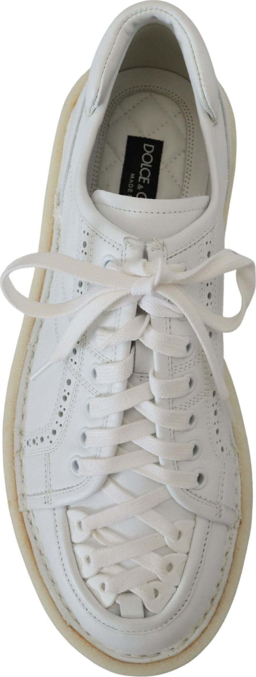 Dolce & Gabbana White Leather Low Top Oxford Sneakers Casual Shoes - 6