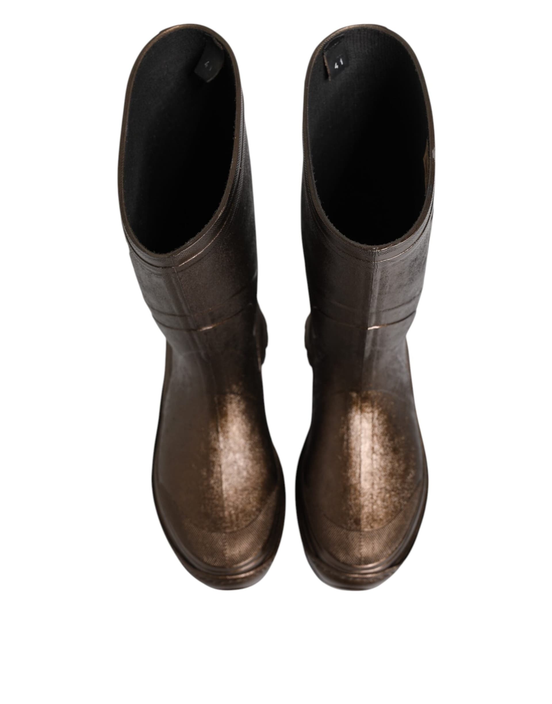 Dolce & Gabbana Metallic Bronze Pull On Rain Boots Shoes - 2