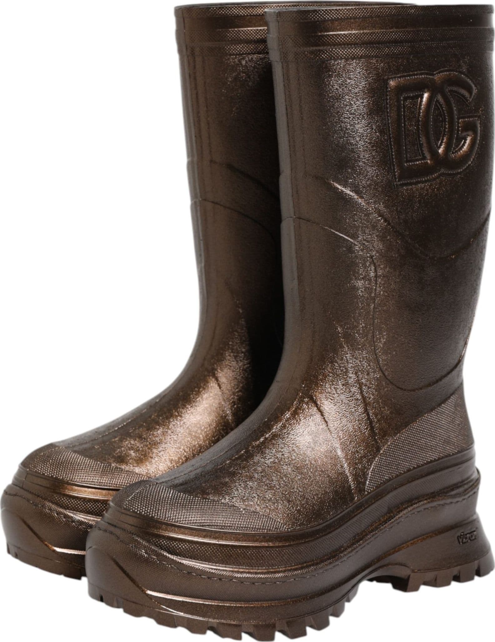 Dolce & Gabbana Metallic Bronze Pull On Rain Boots Shoes - 3