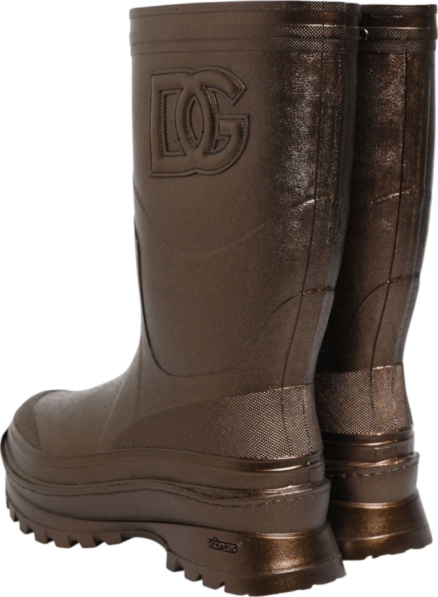 Dolce & Gabbana Metallic Bronze Pull On Rain Boots Shoes - 4