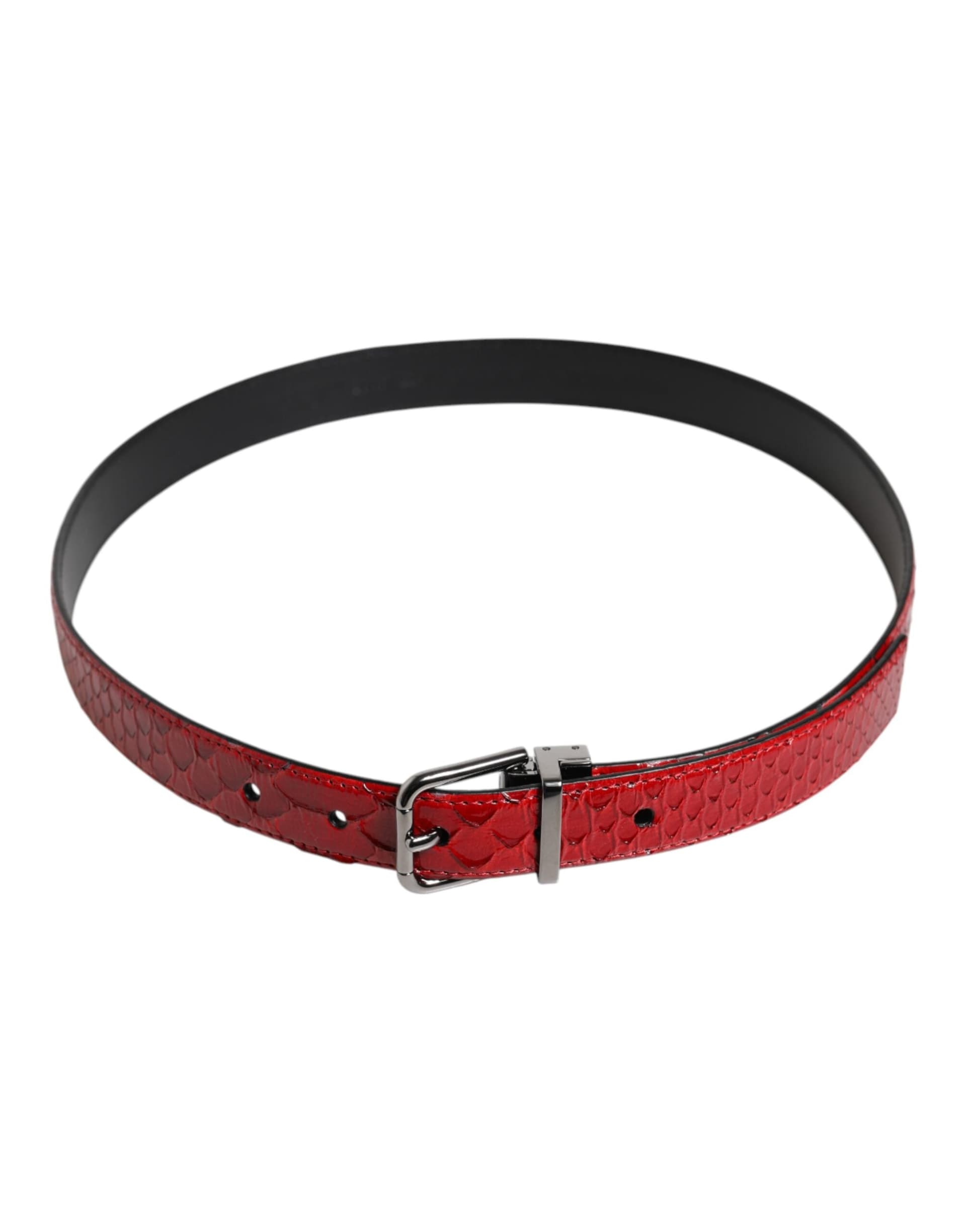 Dolce & Gabbana Red Exotic Leather Brass Metal Buckle Belt - 3