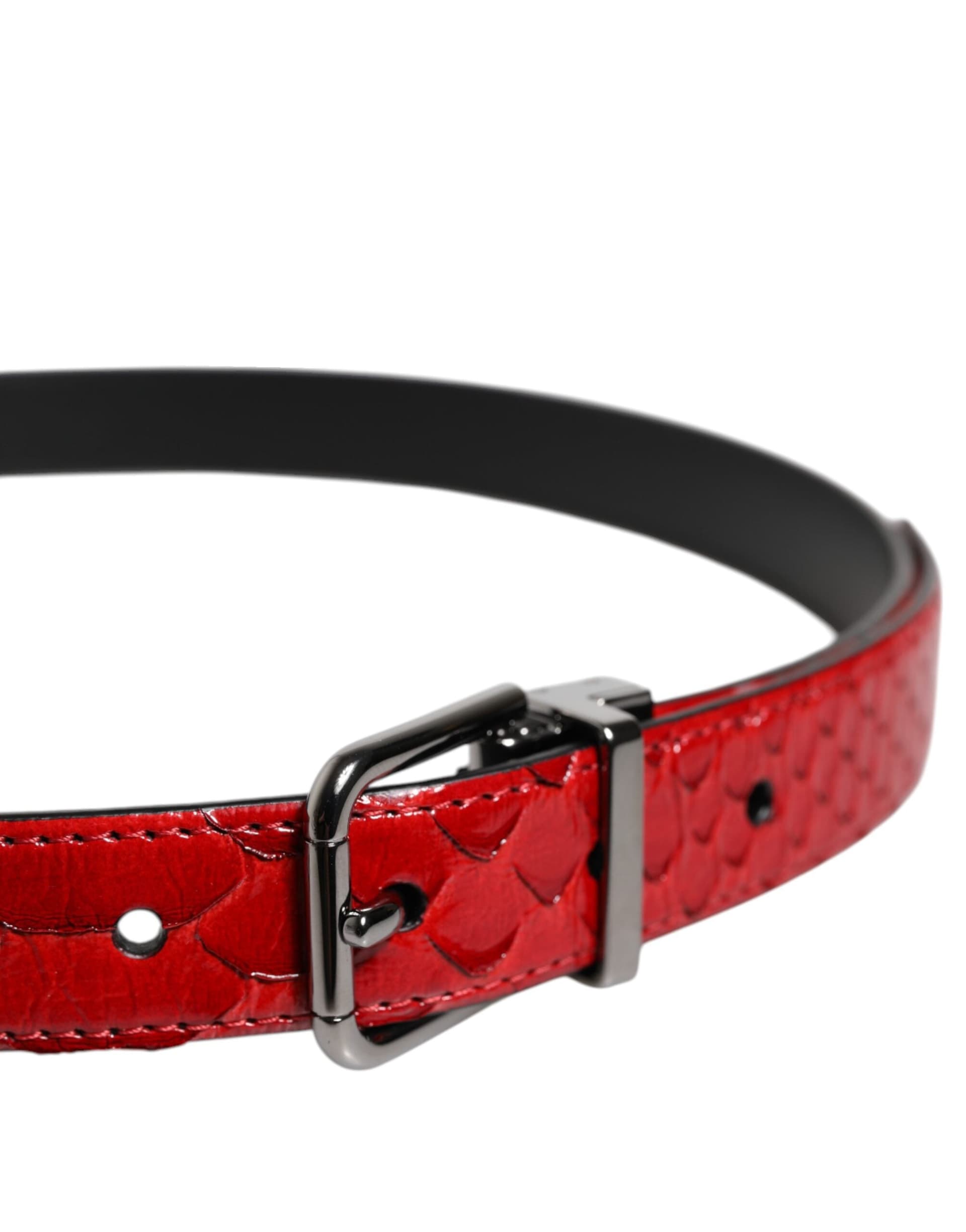 Dolce & Gabbana Red Exotic Leather Brass Metal Buckle Belt - 4