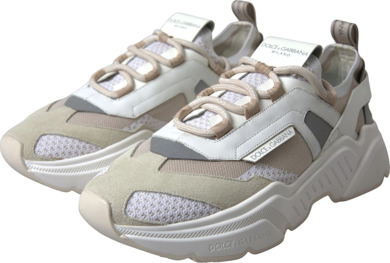 Dolce & Gabbana Sneakers White Beige Leather Sport DAYMASTER Shoes - 2