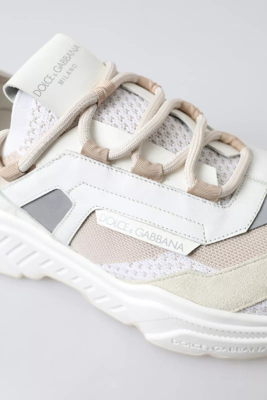 Dolce & Gabbana Sneakers White Beige Leather Sport DAYMASTER Shoes - 3