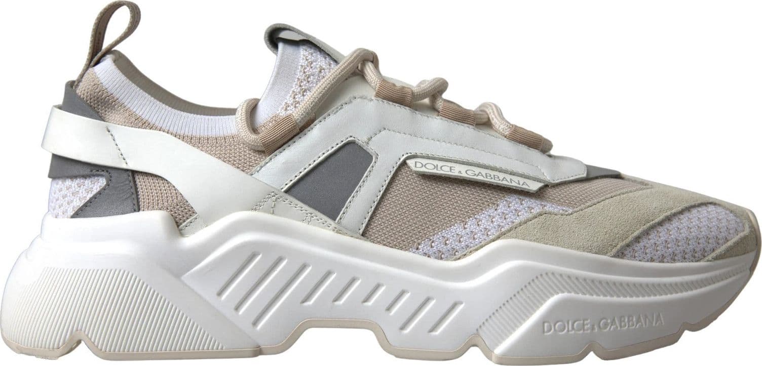 Dolce & Gabbana Sneakers White Beige Leather Sport DAYMASTER Shoes - 8