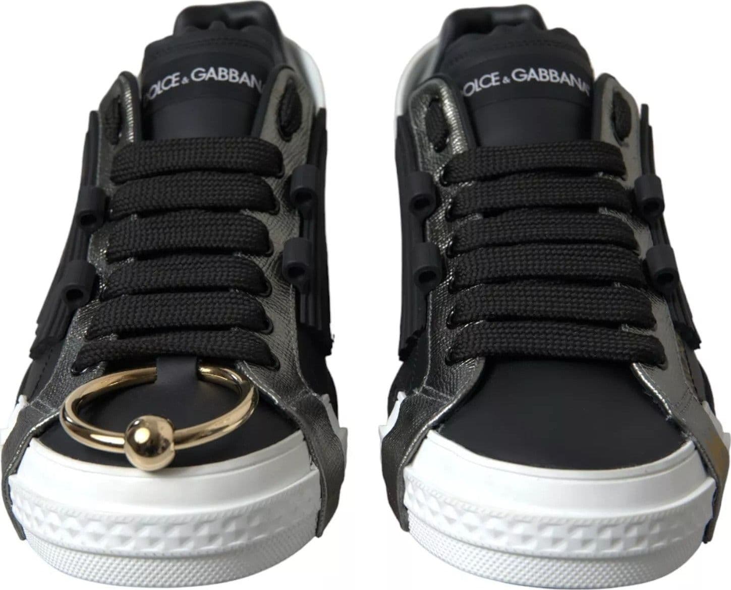 Dolce & Gabbana Black Leather Low Top Sneakers Portofino Shoes - 2