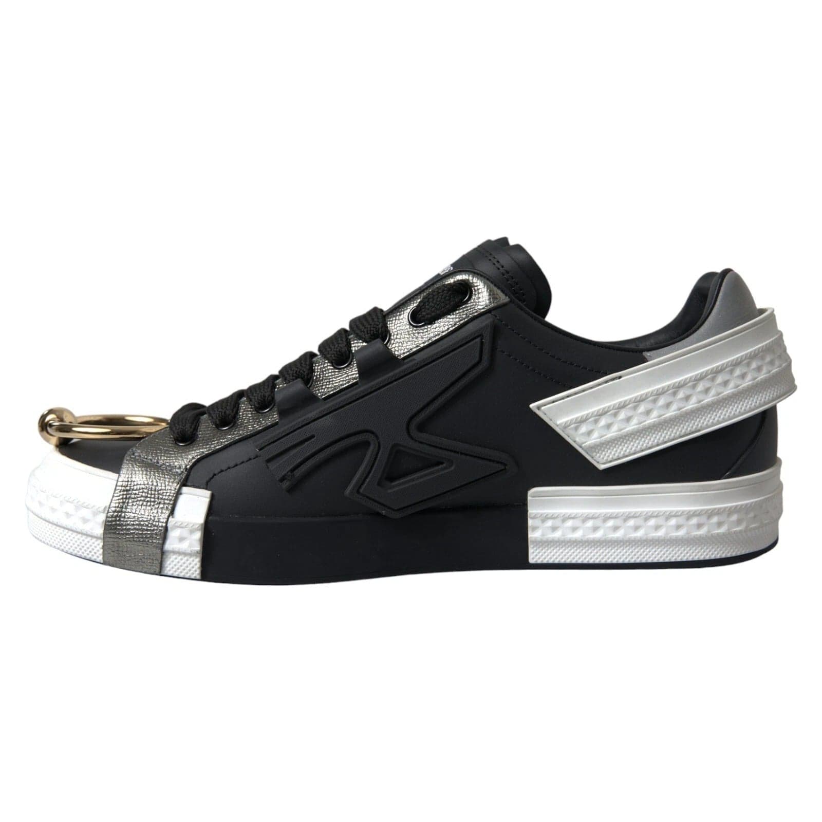 Dolce & Gabbana Black Leather Low Top Sneakers Portofino Shoes - 3