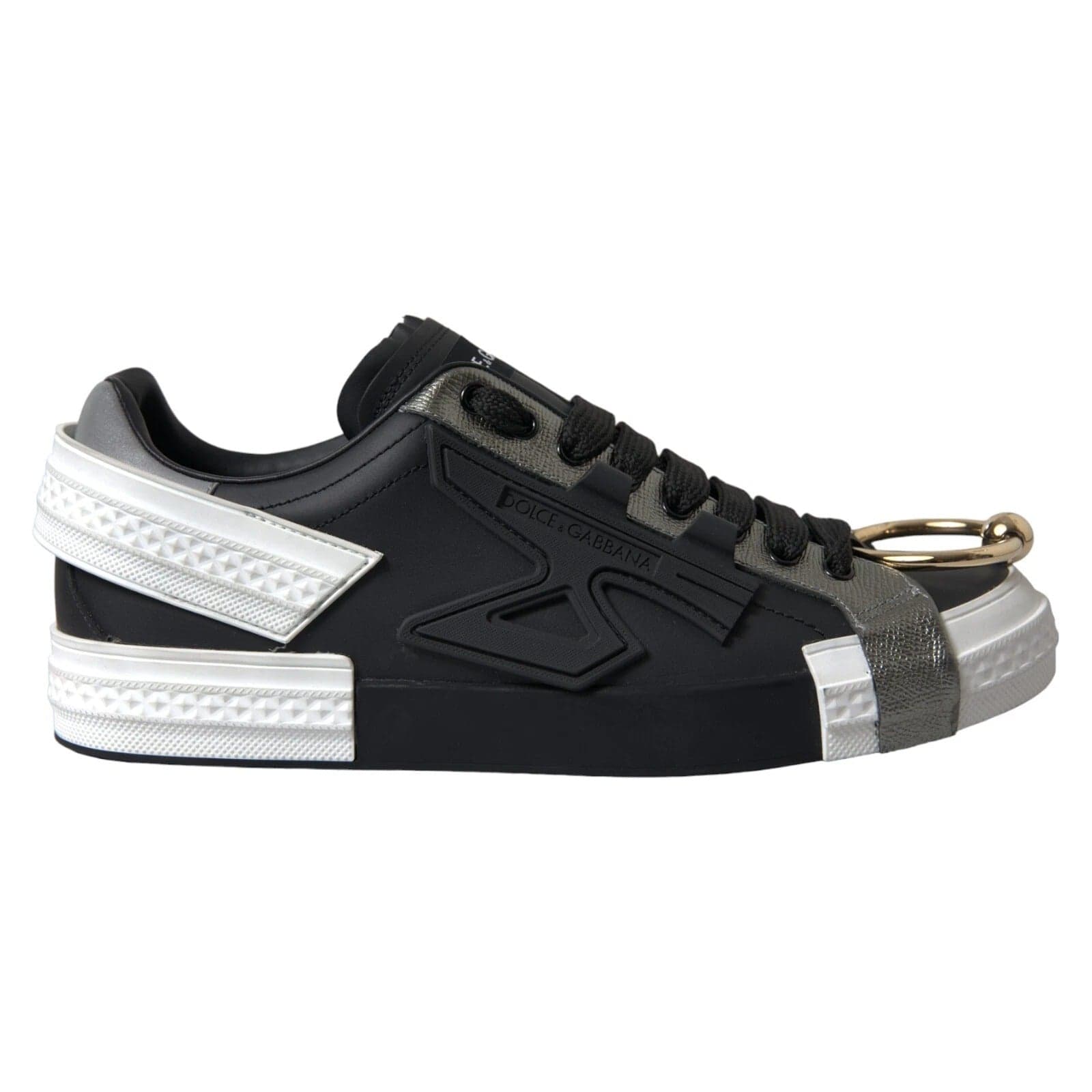 Dolce & Gabbana Black Leather Low Top Sneakers Portofino Shoes - 7
