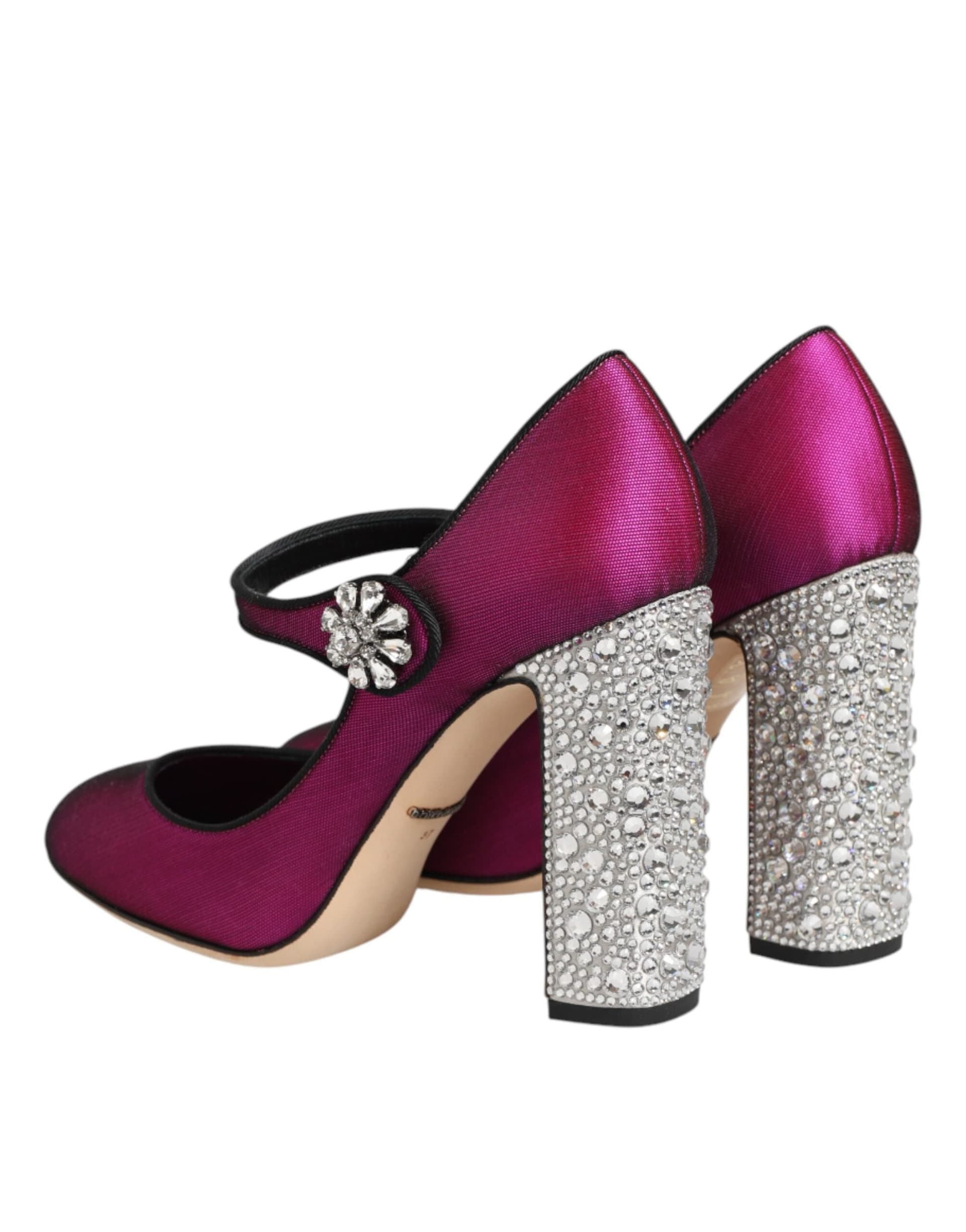 Dolce & Gabbana Pink Strass Mary Janes Heels Pumps Shoes - 4