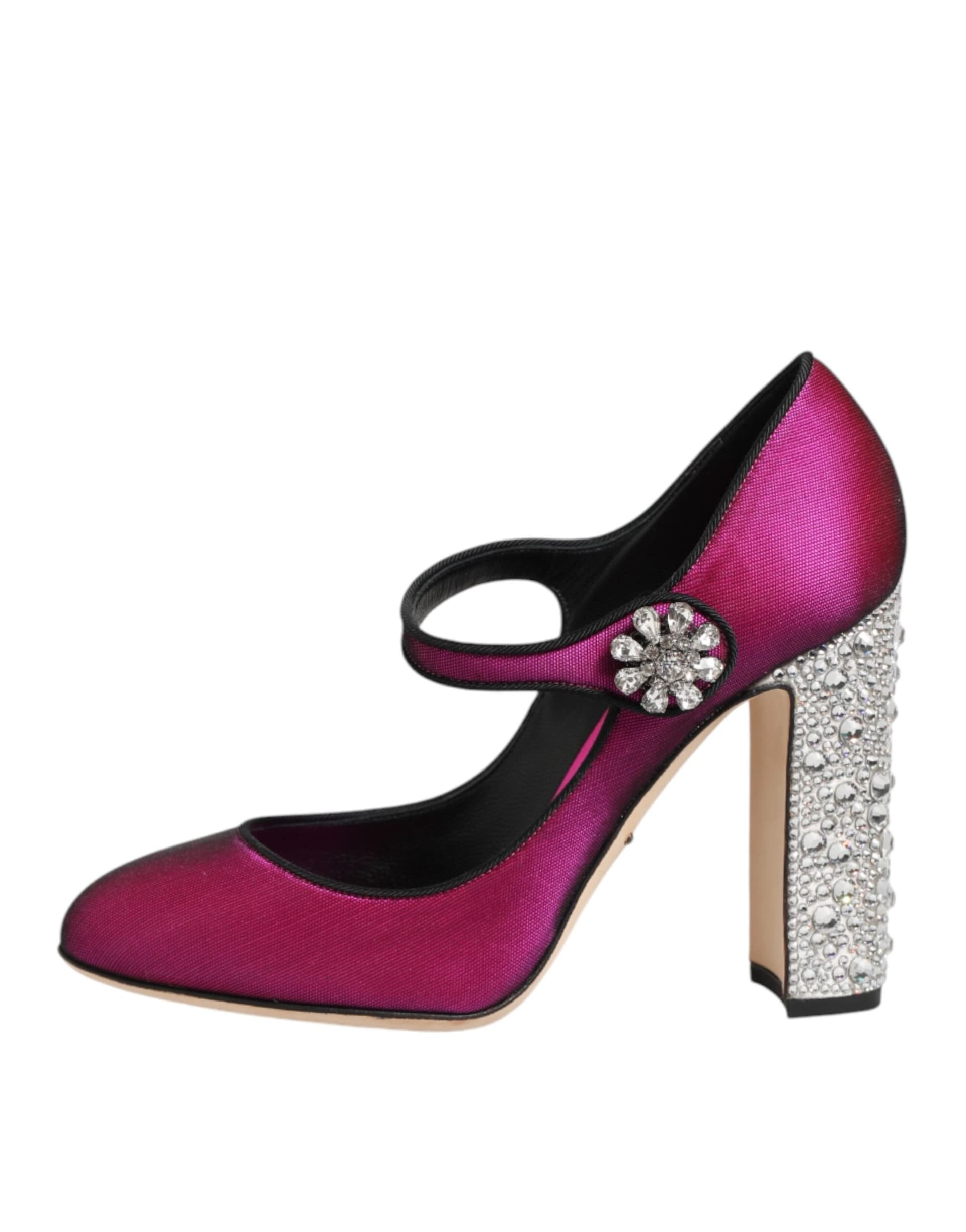 Dolce & Gabbana Pink Strass Mary Janes Heels Pumps Shoes - 5
