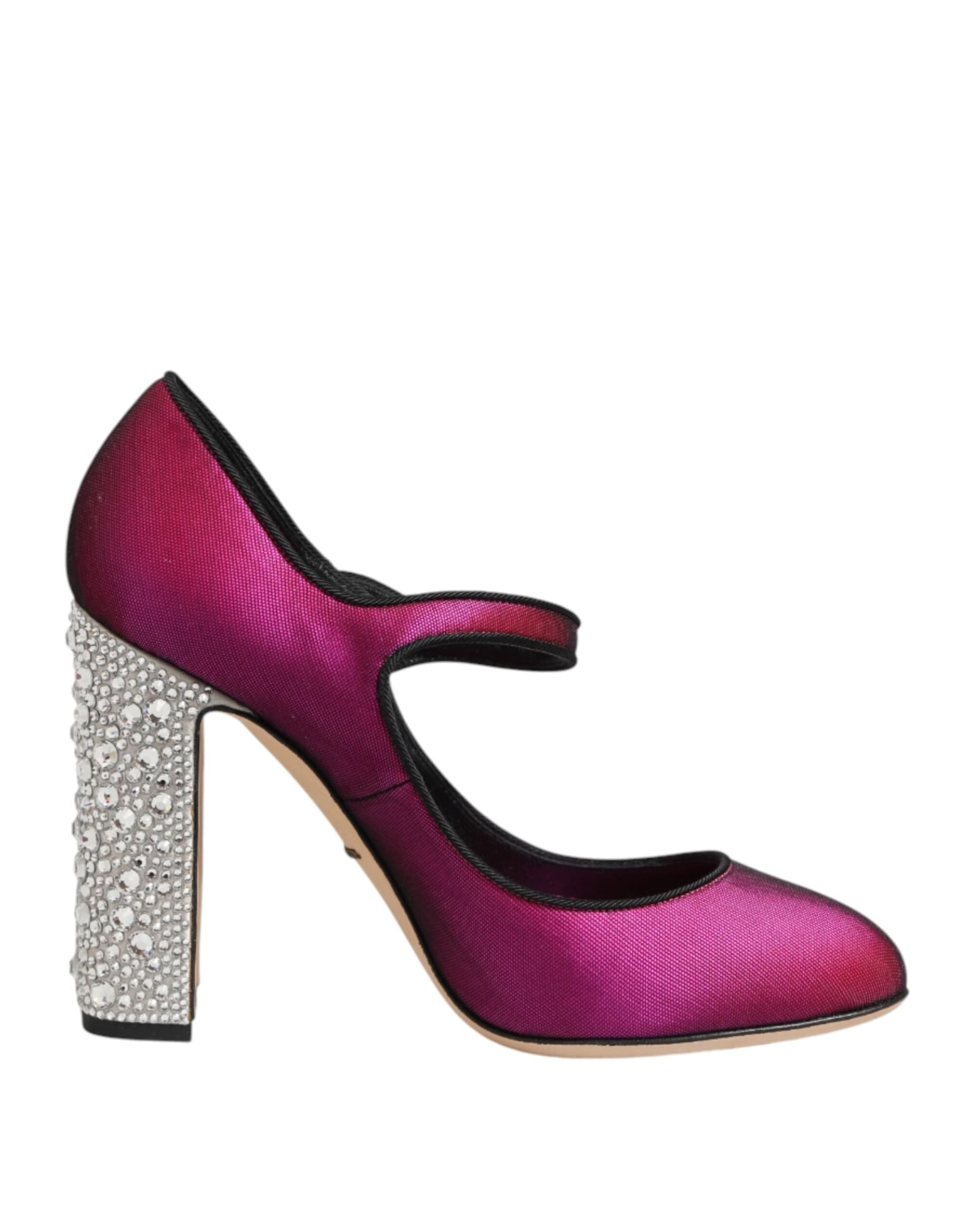 Dolce & Gabbana Pink Strass Mary Janes Heels Pumps Shoes - 7