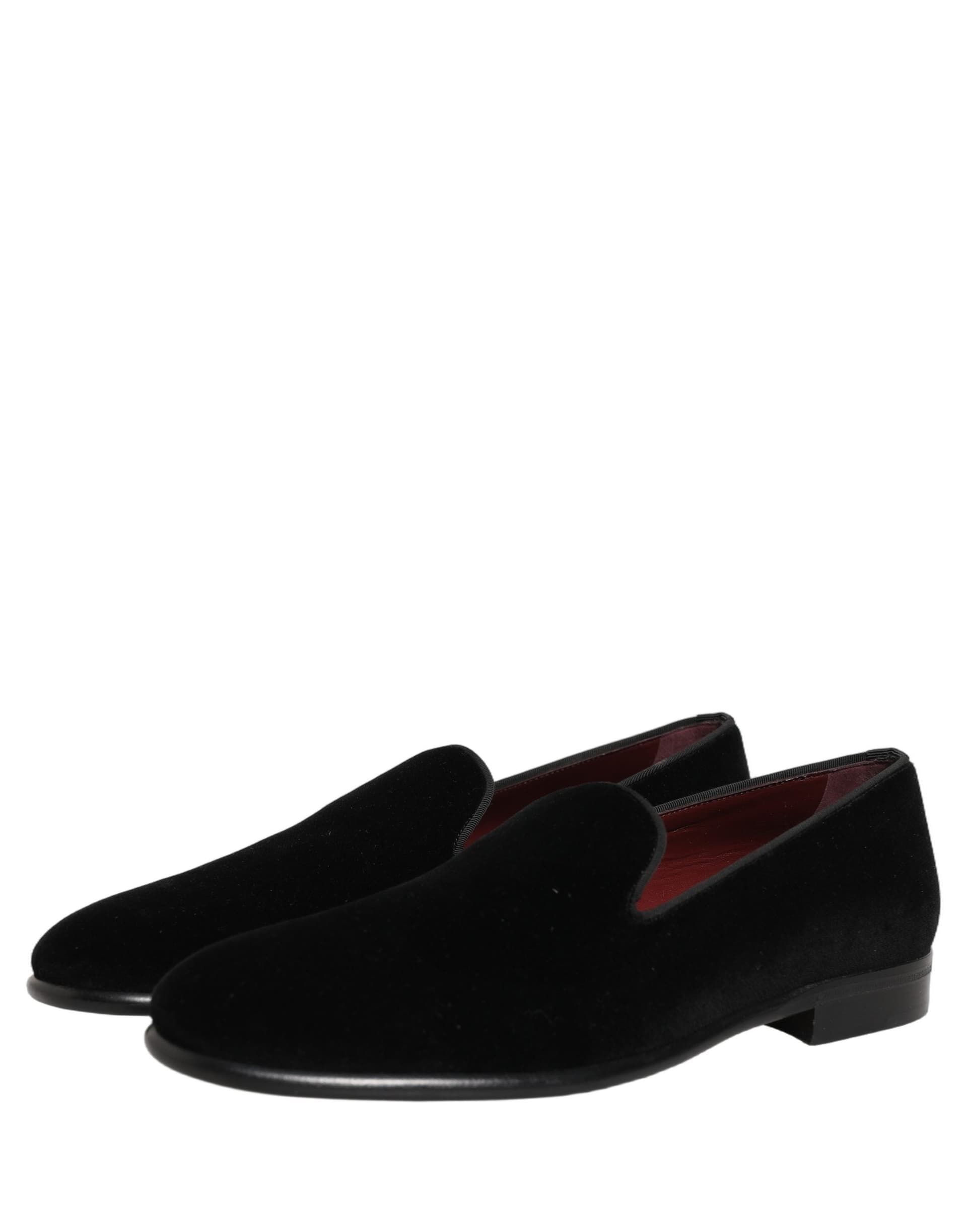 Dolce & Gabbana Black Velvet Loafers Formal Men Dress Shoes - 4