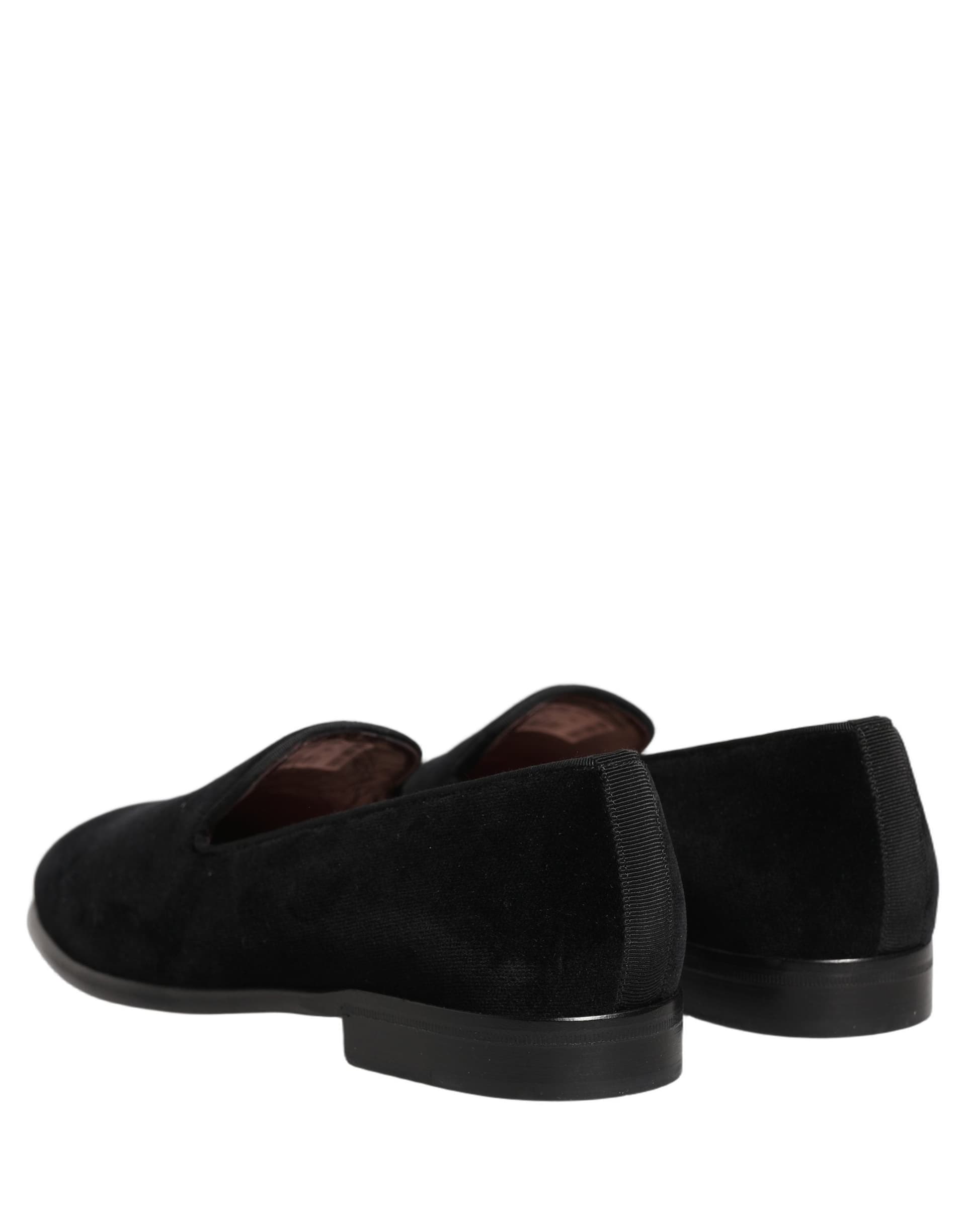 Dolce & Gabbana Black Velvet Loafers Formal Men Dress Shoes - 5