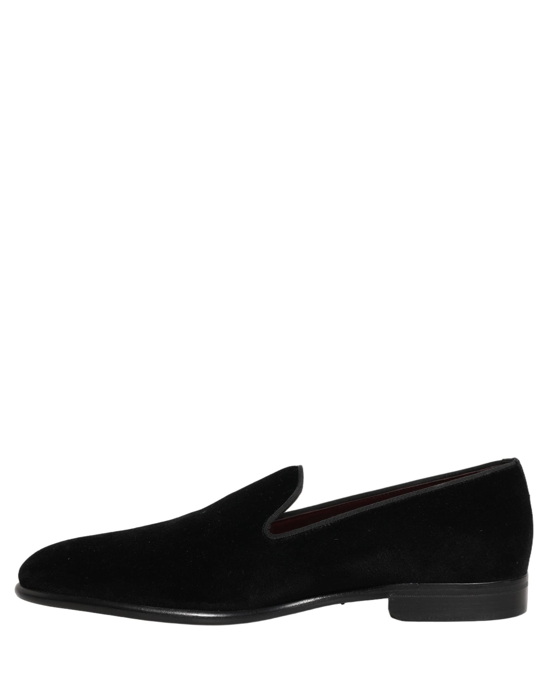 Dolce & Gabbana Black Velvet Loafers Formal Men Dress Shoes - 6