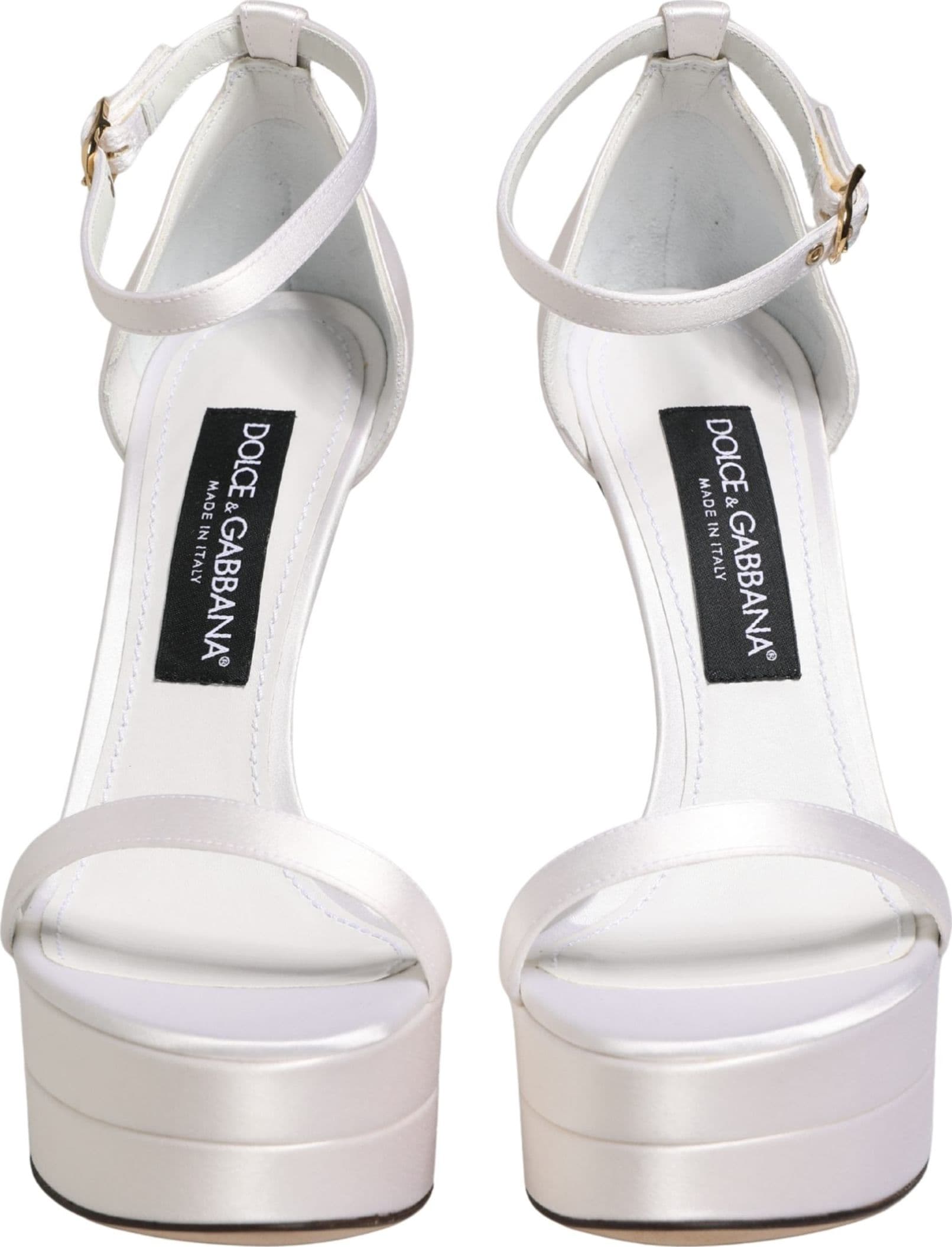 Dolce & Gabbana White Platform Ankle Strap Sandals Shoes - 2