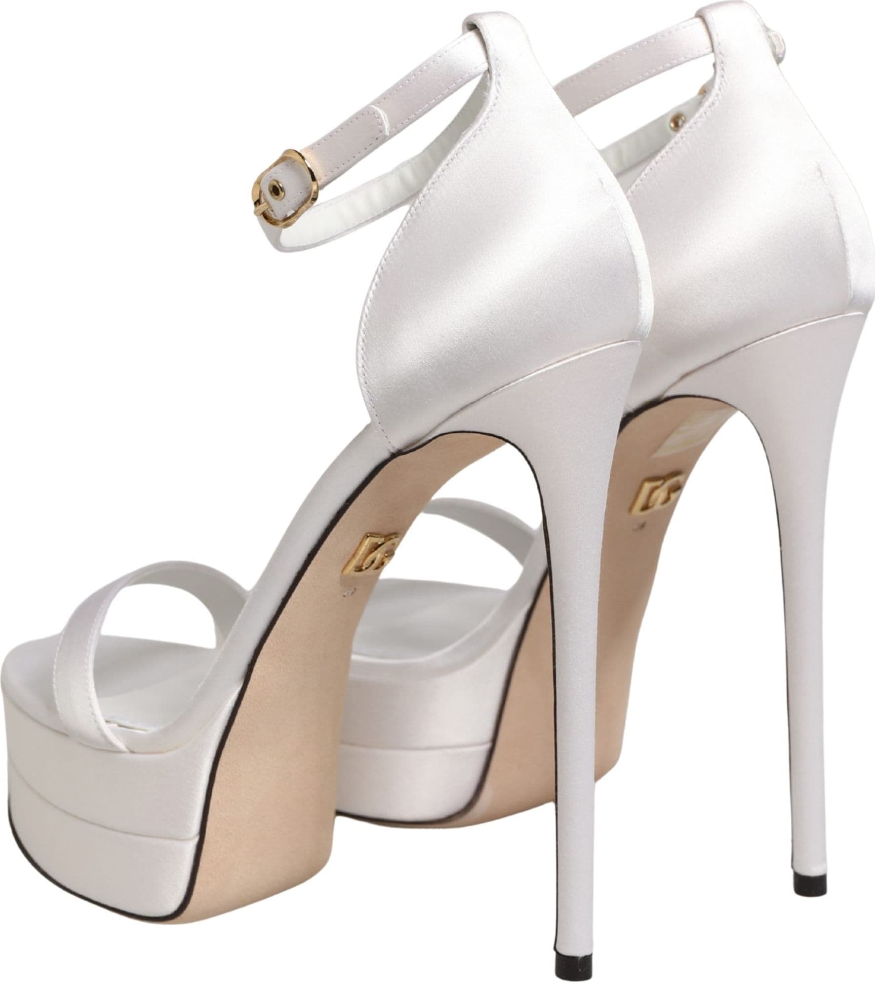 Dolce & Gabbana White Platform Ankle Strap Sandals Shoes - 5