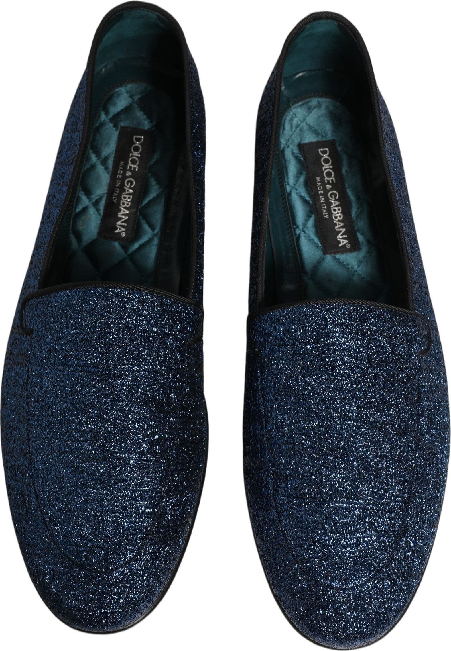 Dolce & Gabbana Blue Glitter Lurex DG Logo Dress Loafers Shoes - 3