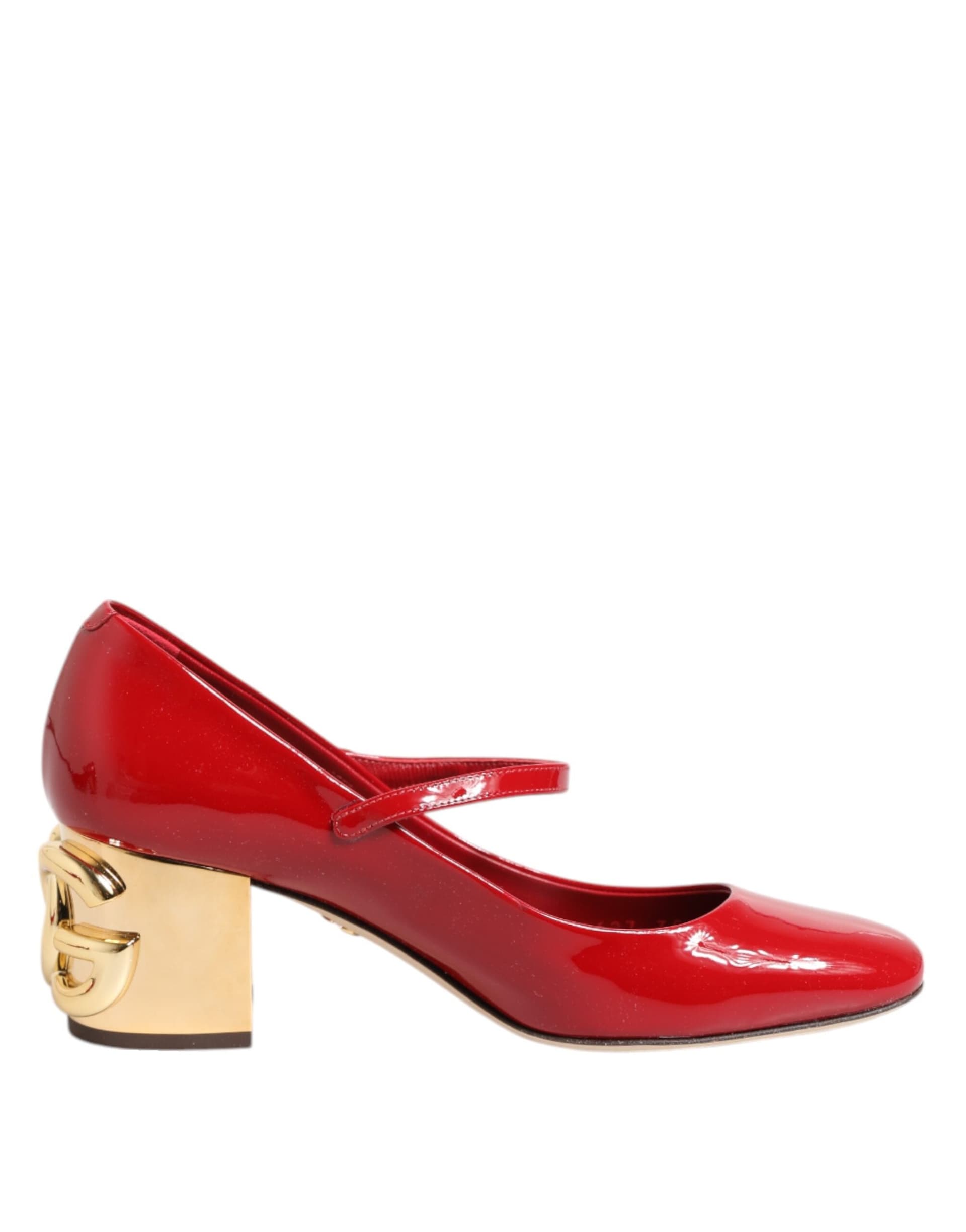 Dolce & Gabbana Red Leather DG Logo Heels Sandals Shoes - 6