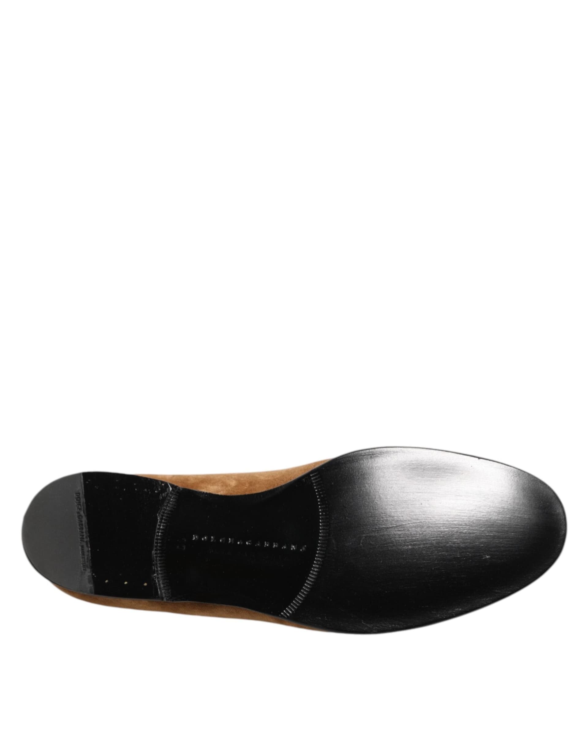 Dolce & Gabbana Brown Suede Slip On Men Loafers Formal Shoes - 8