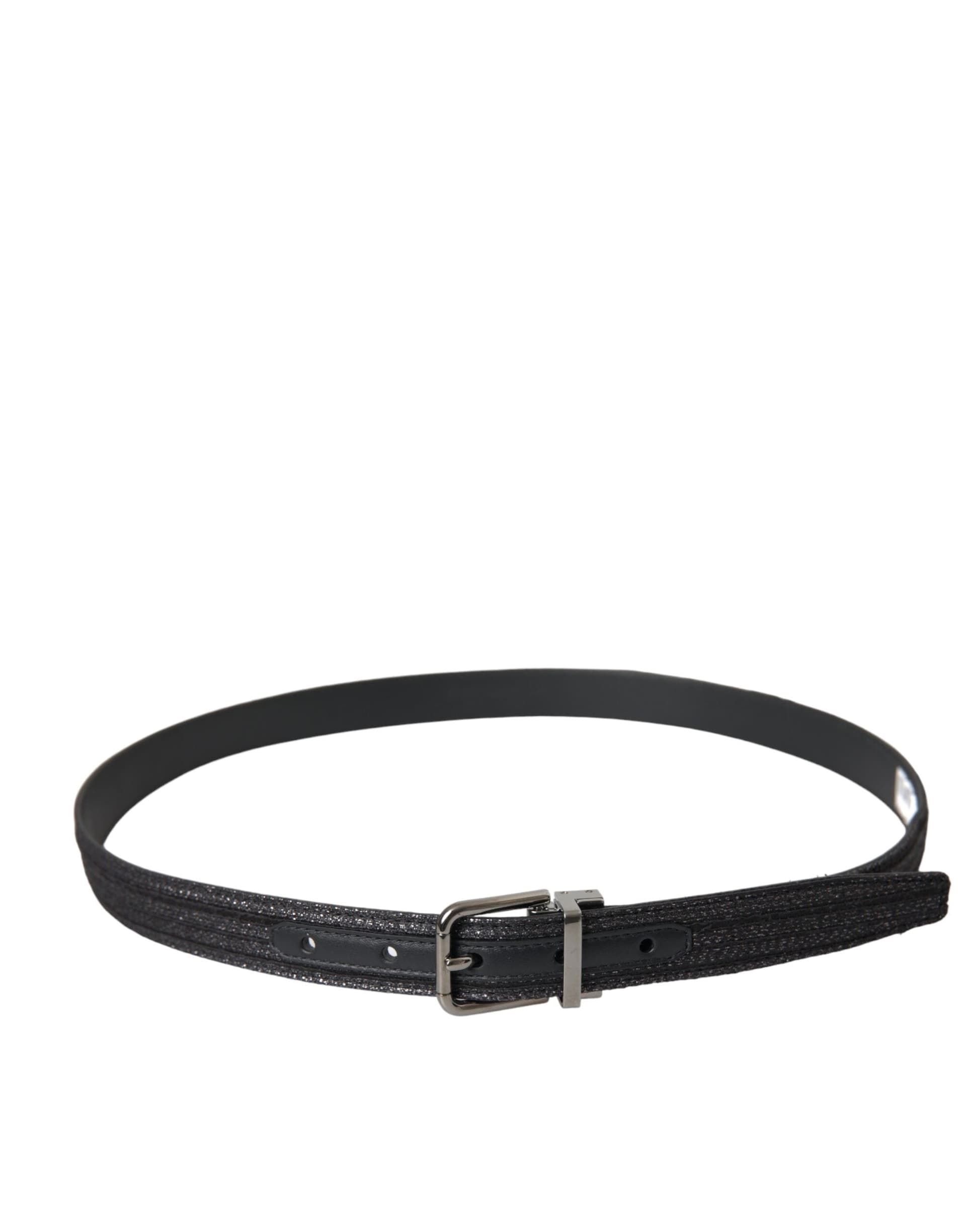 Dolce & Gabbana Black Jacquard Stripes Silver Metal Buckle Belt - 2