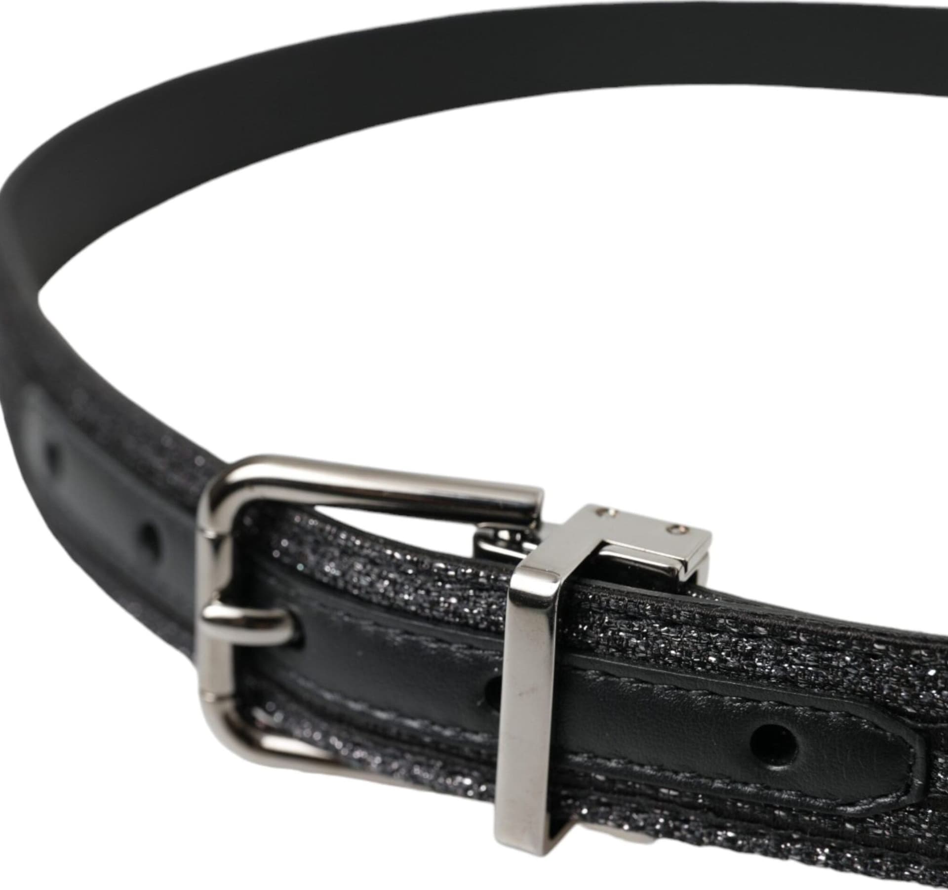 Dolce & Gabbana Black Jacquard Stripes Silver Metal Buckle Belt - 3