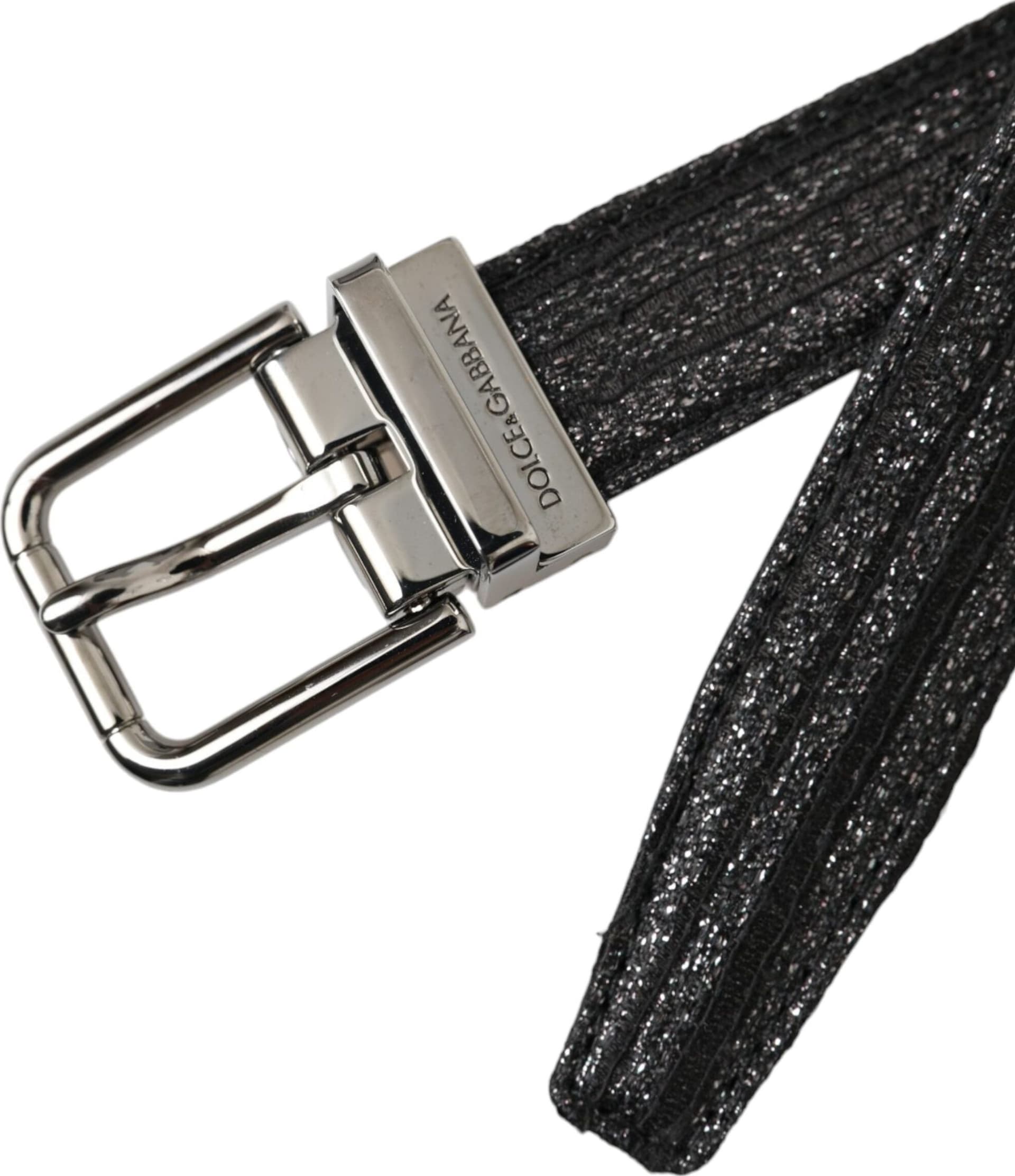 Dolce & Gabbana Black Jacquard Stripes Silver Metal Buckle Belt - 5