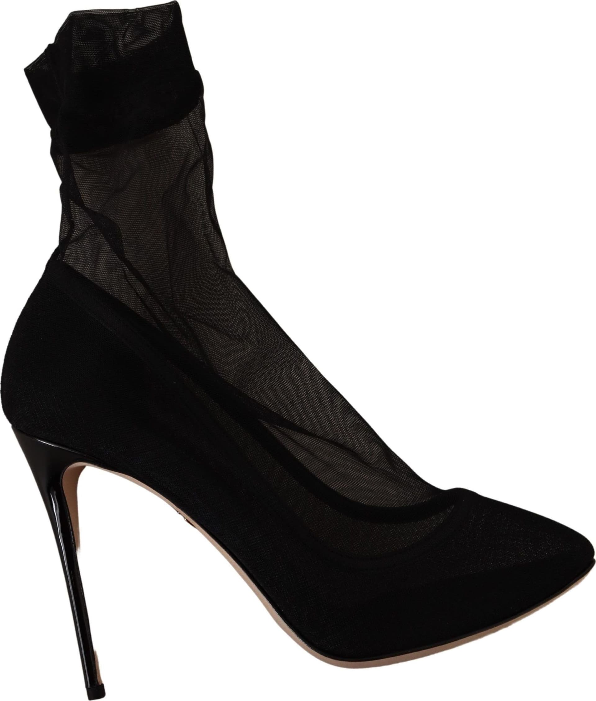 Dolce & Gabbana Black Stretch Tulle Stretch Boots Shoes