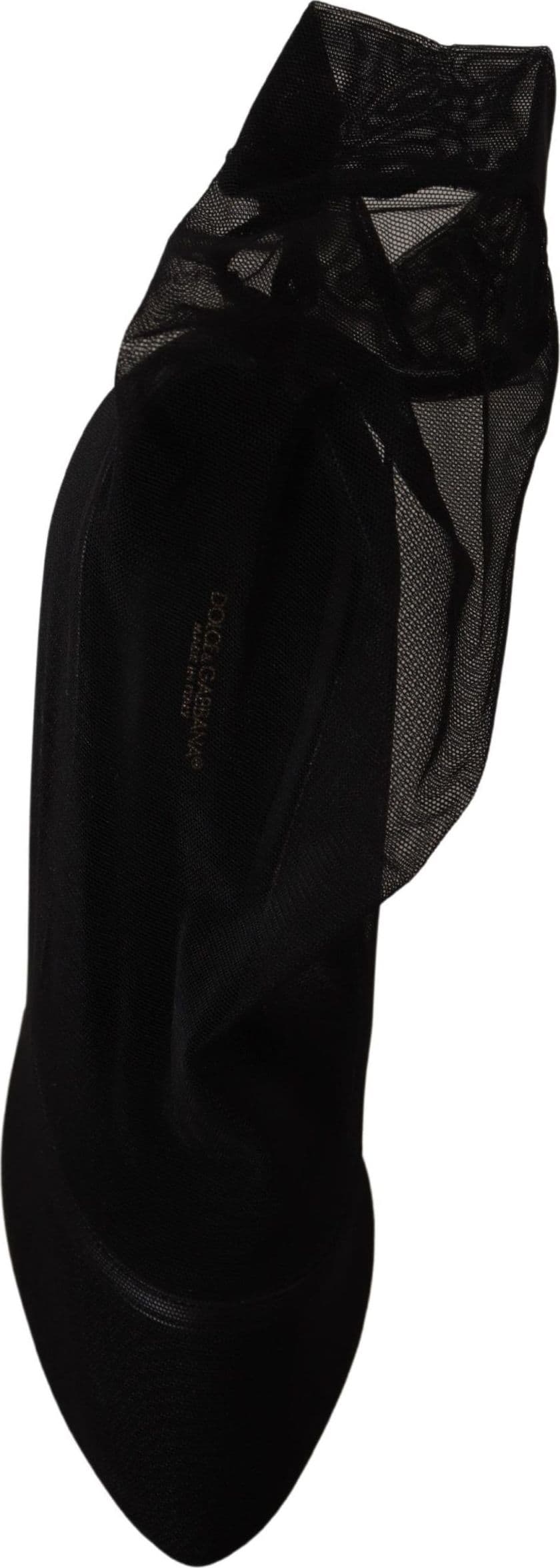 Dolce & Gabbana Black Stretch Tulle Stretch Boots Shoes - 2
