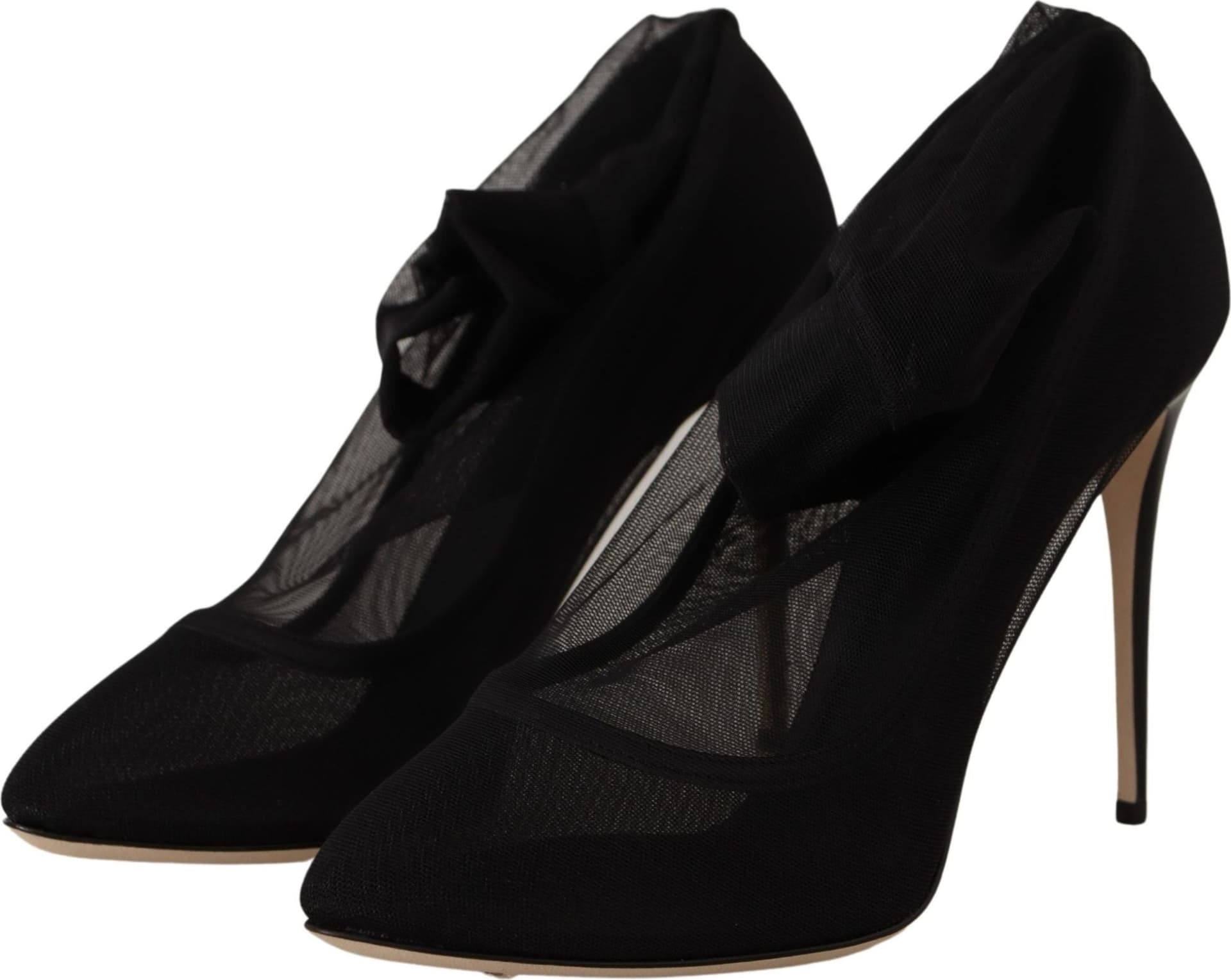 Dolce & Gabbana Black Stretch Tulle Stretch Boots Shoes - 4