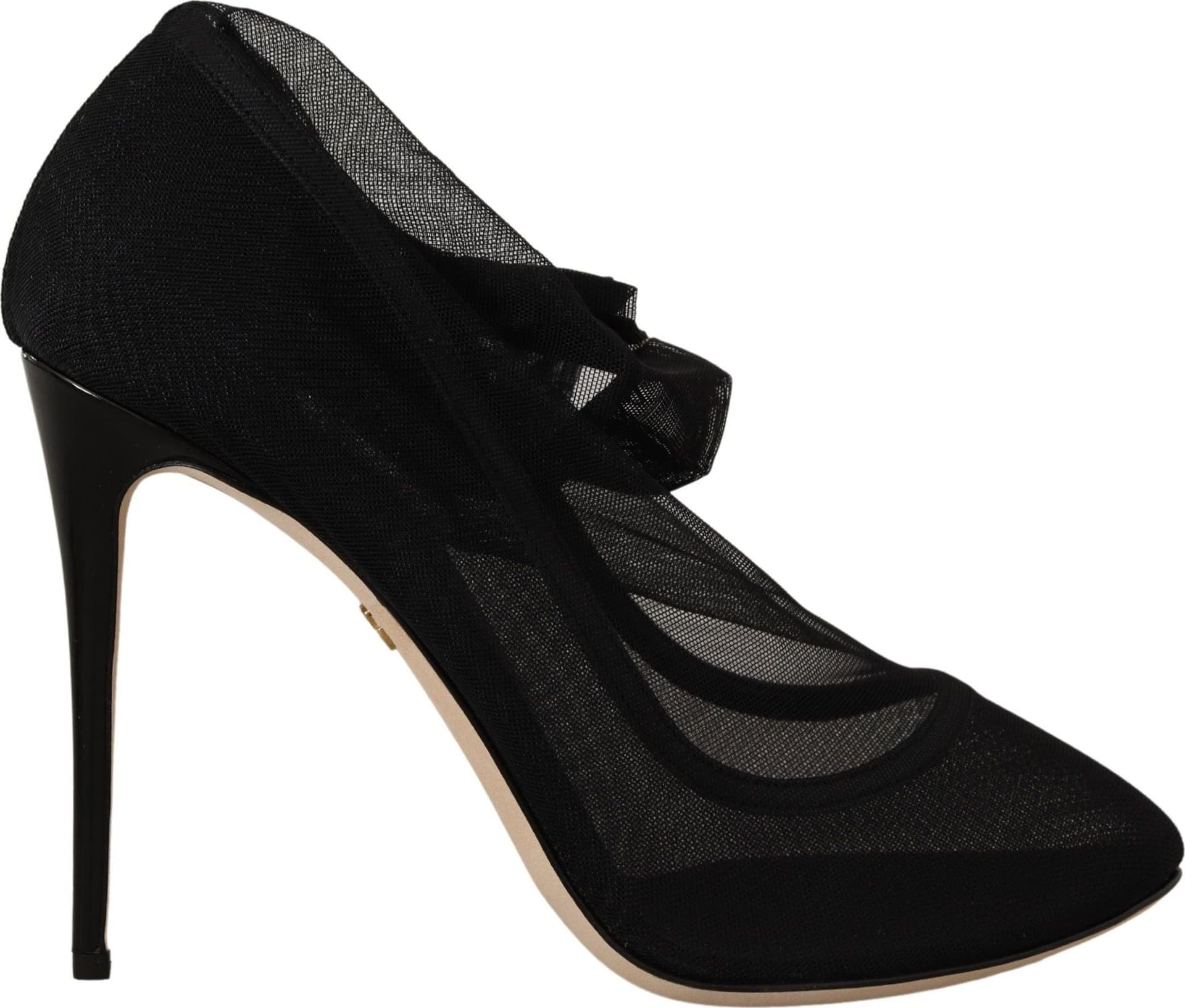 Dolce & Gabbana Black Stretch Tulle Stretch Boots Shoes - 7