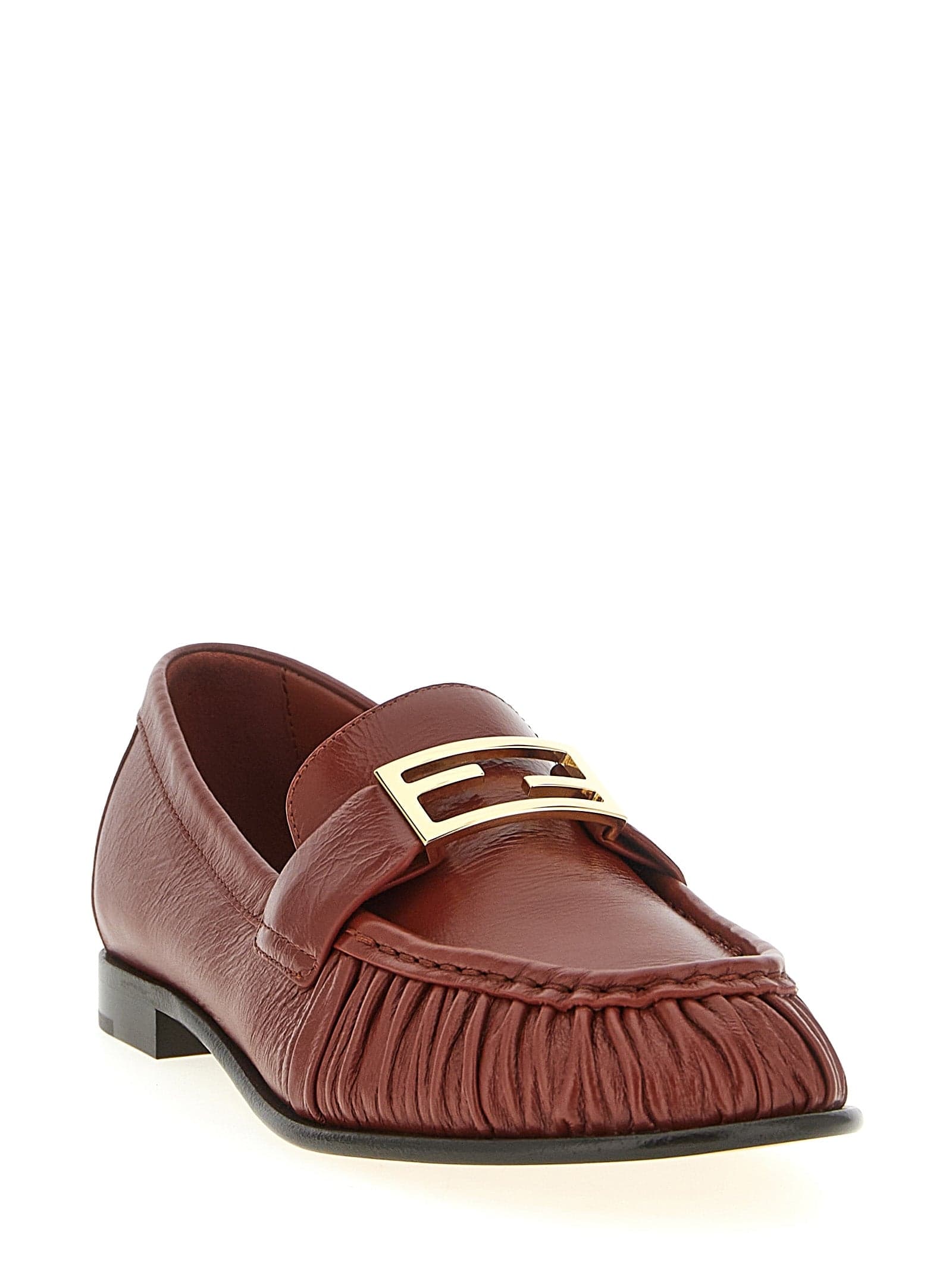 Fendi Brown Lamb Leather Slip-On Loafers - 2