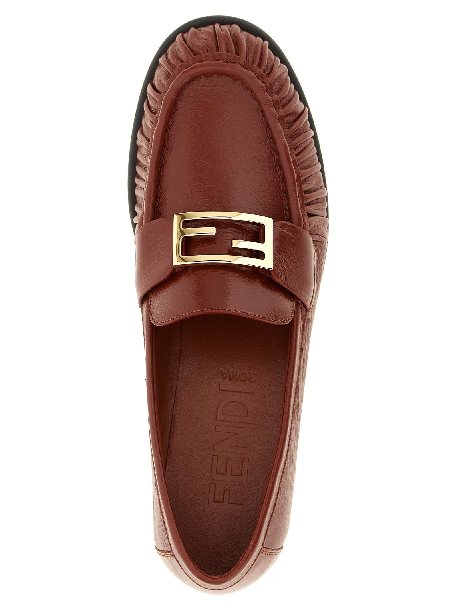 Fendi Brown Lamb Leather Slip-On Loafers - 4