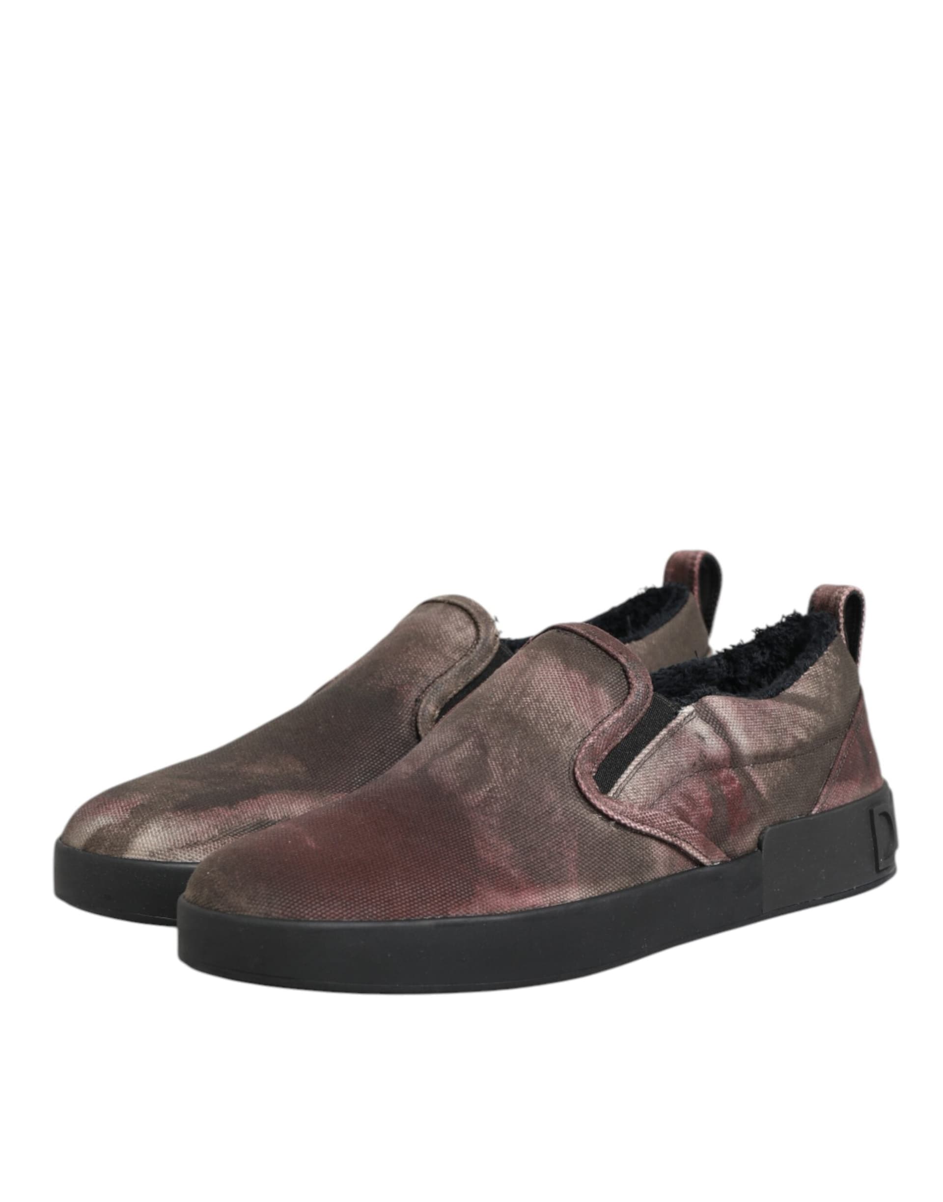 Dolce & Gabbana Multicolor Cotton Low Top Slip On Men Sneakers Shoes - 3