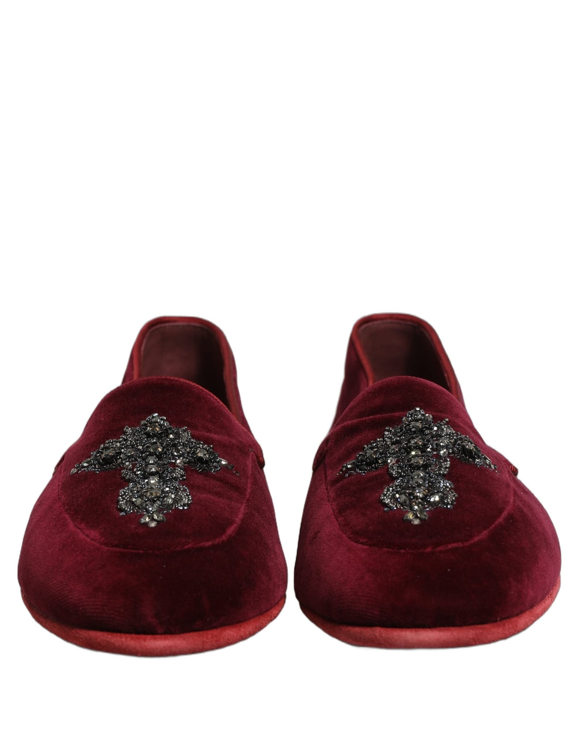 Dolce & Gabbana Red Suede Embellished Men Dress Loafers Shoes - 2