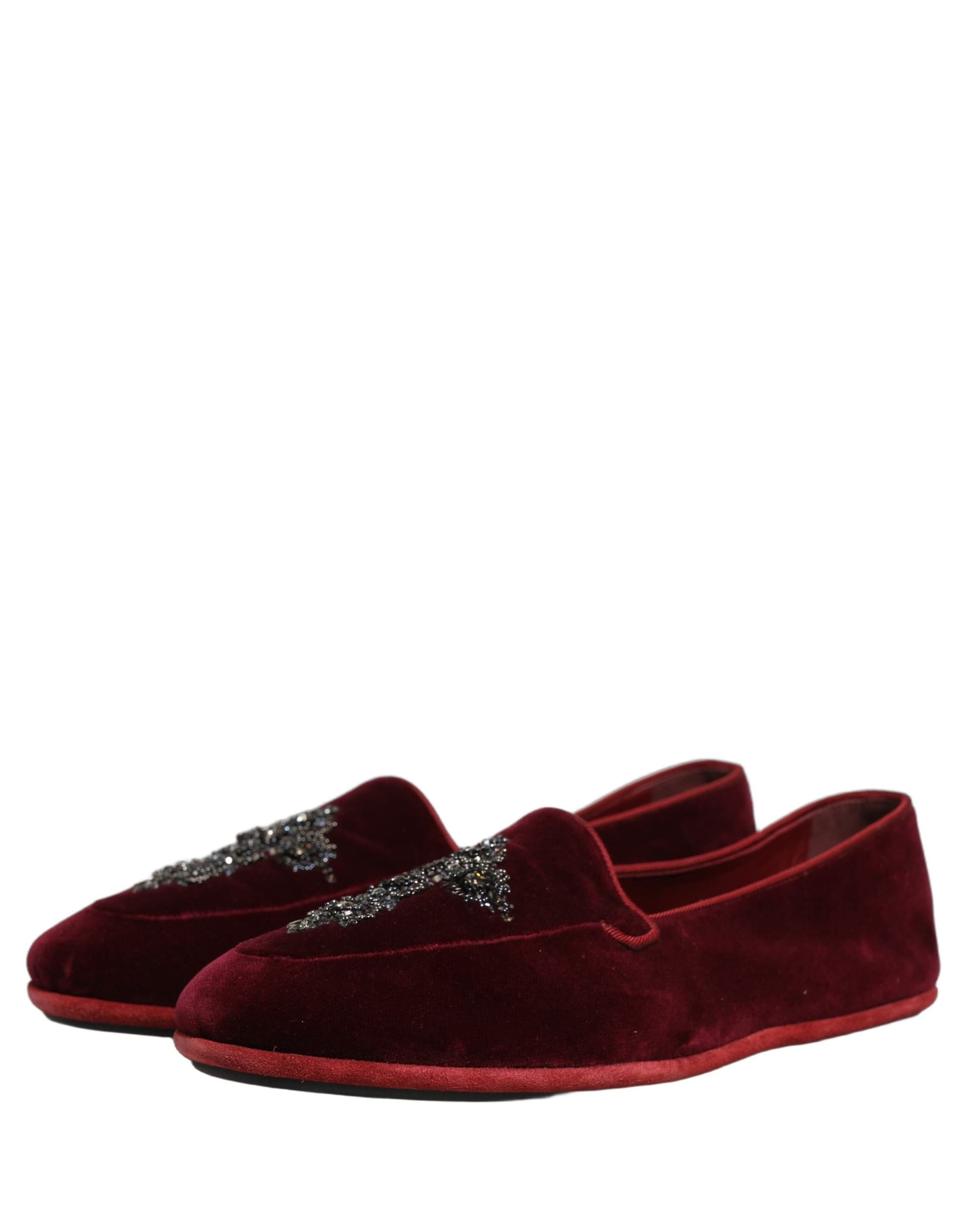 Dolce & Gabbana Red Suede Embellished Men Dress Loafers Shoes - 4
