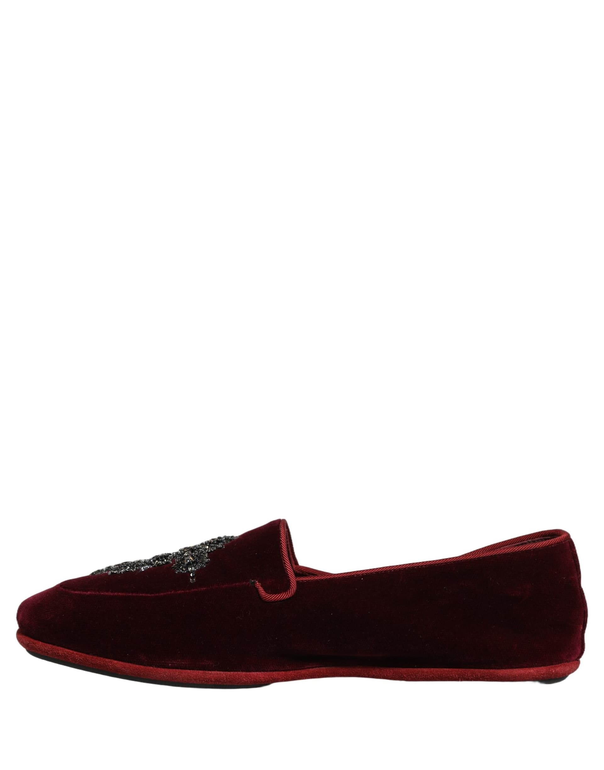 Dolce & Gabbana Red Suede Embellished Men Dress Loafers Shoes - 6